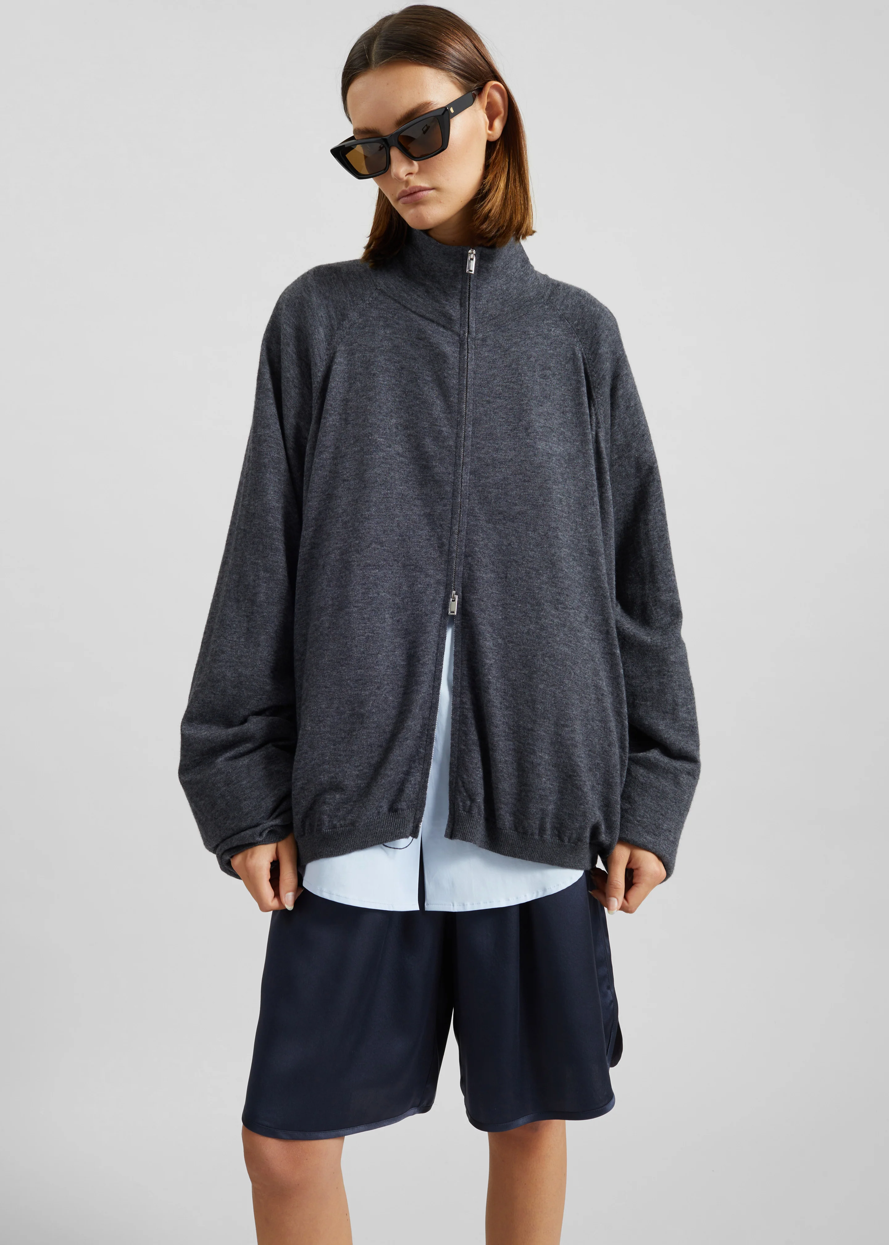 Baxe Knit Track Jacket - Dark Grey Melange - Image 4