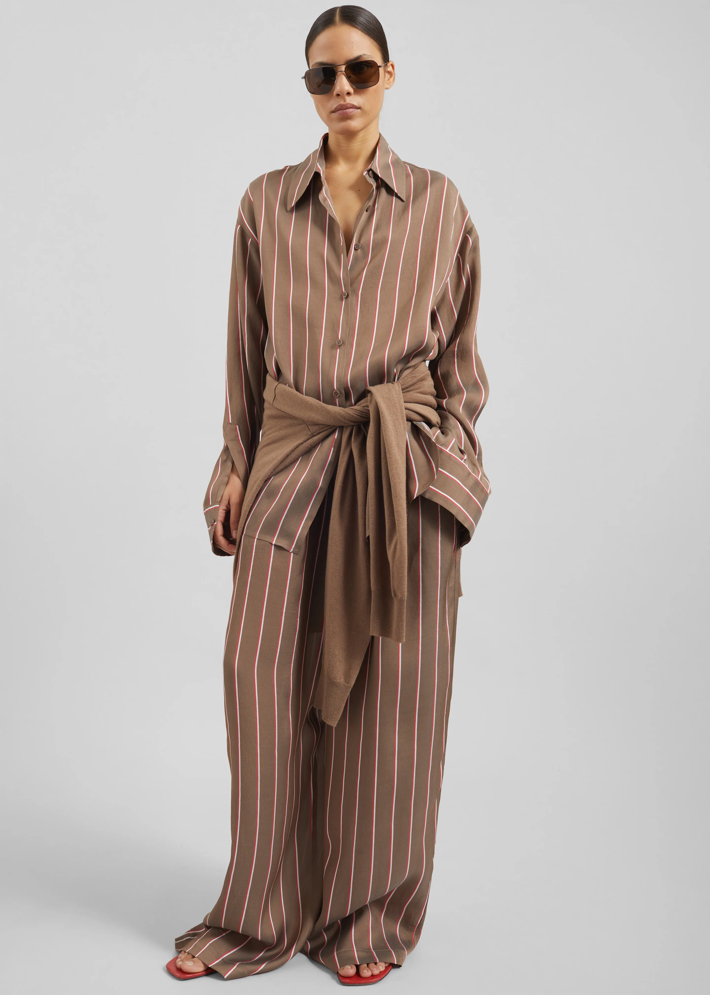 Baxter Fluid Track Pants - Brown Multi Stripe - Image 3