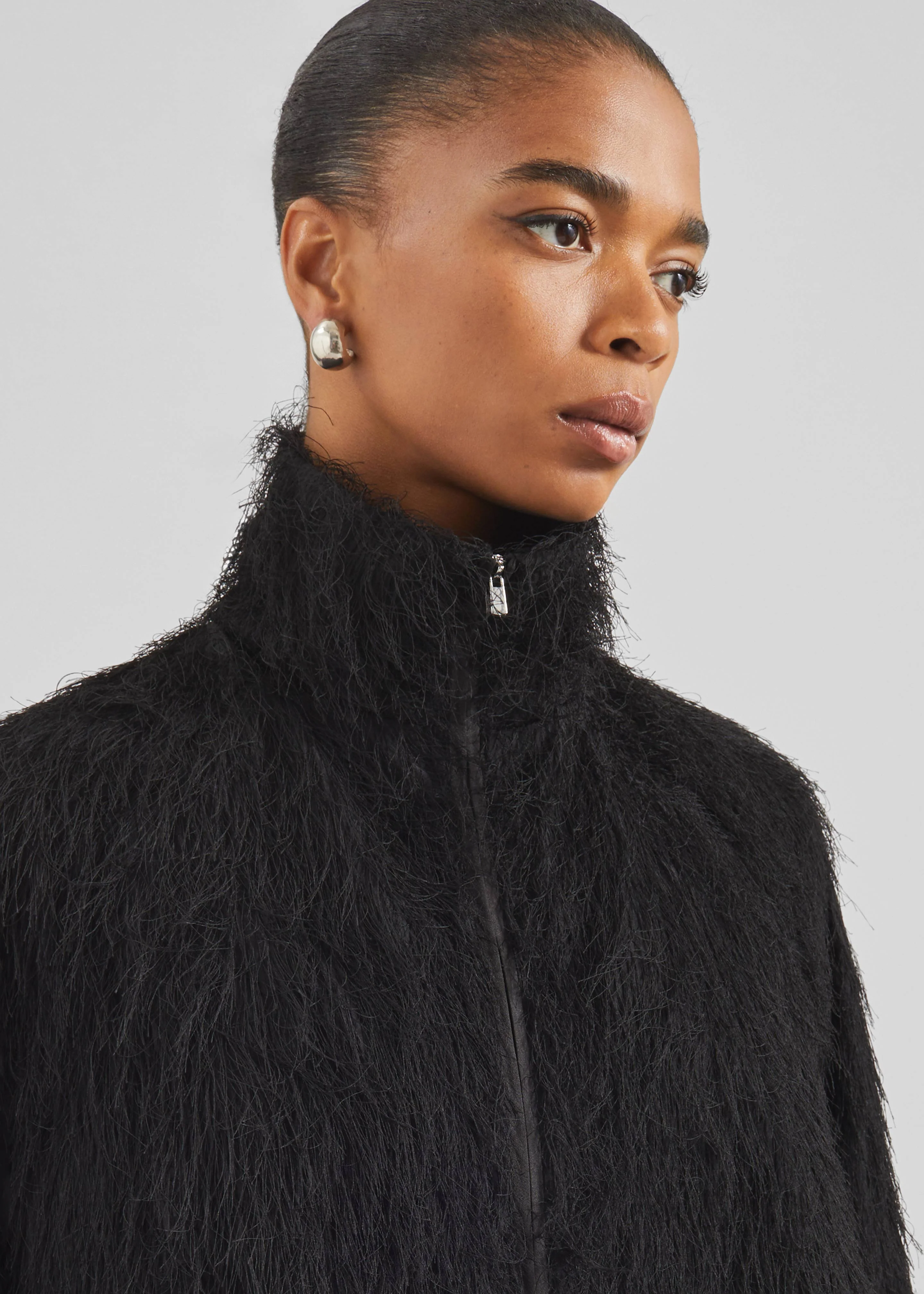 Baxter Fringed Track Jacket - Black - Image 5