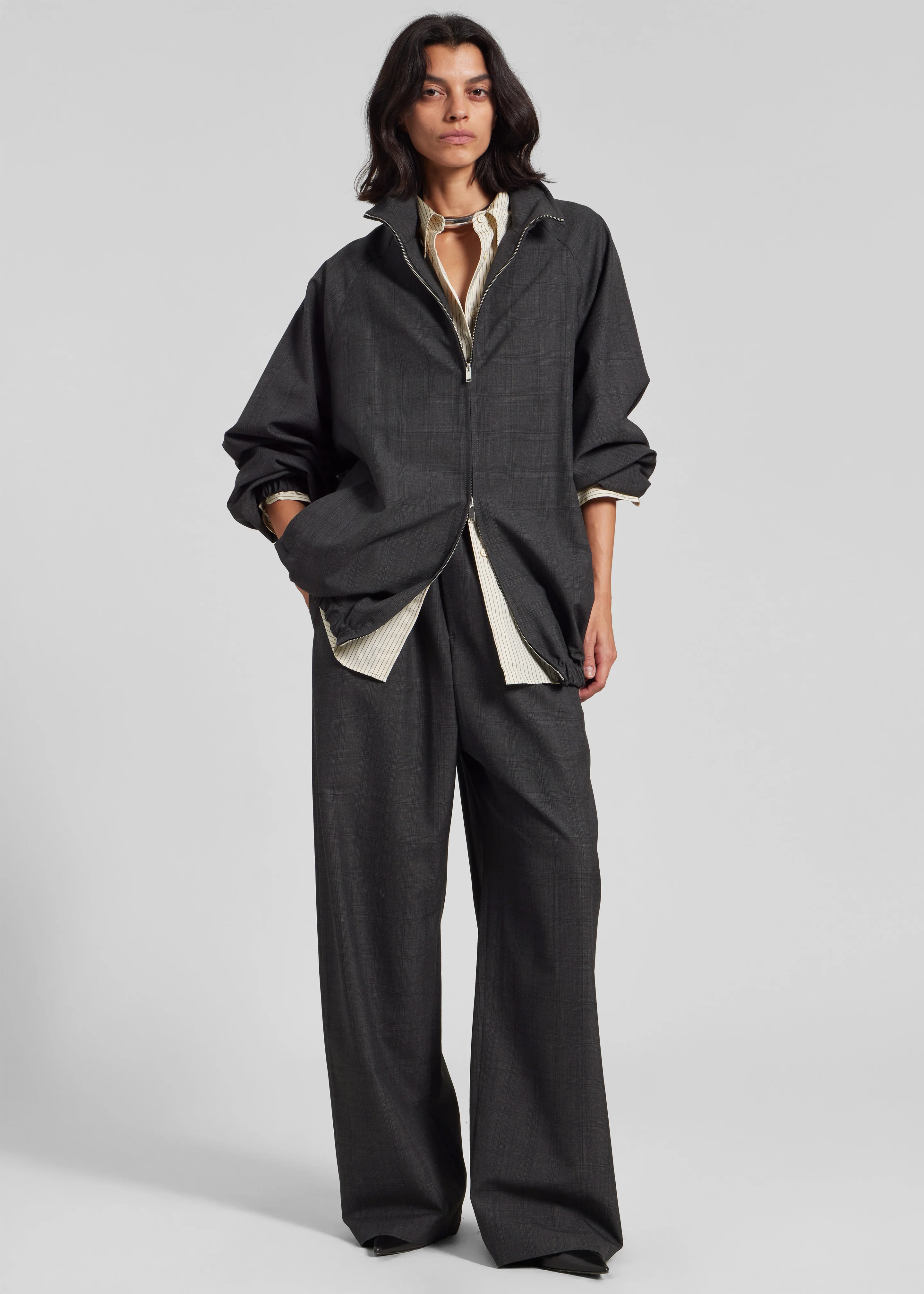 Baxter Plaid Track Jacket - Dark Grey - Image 4