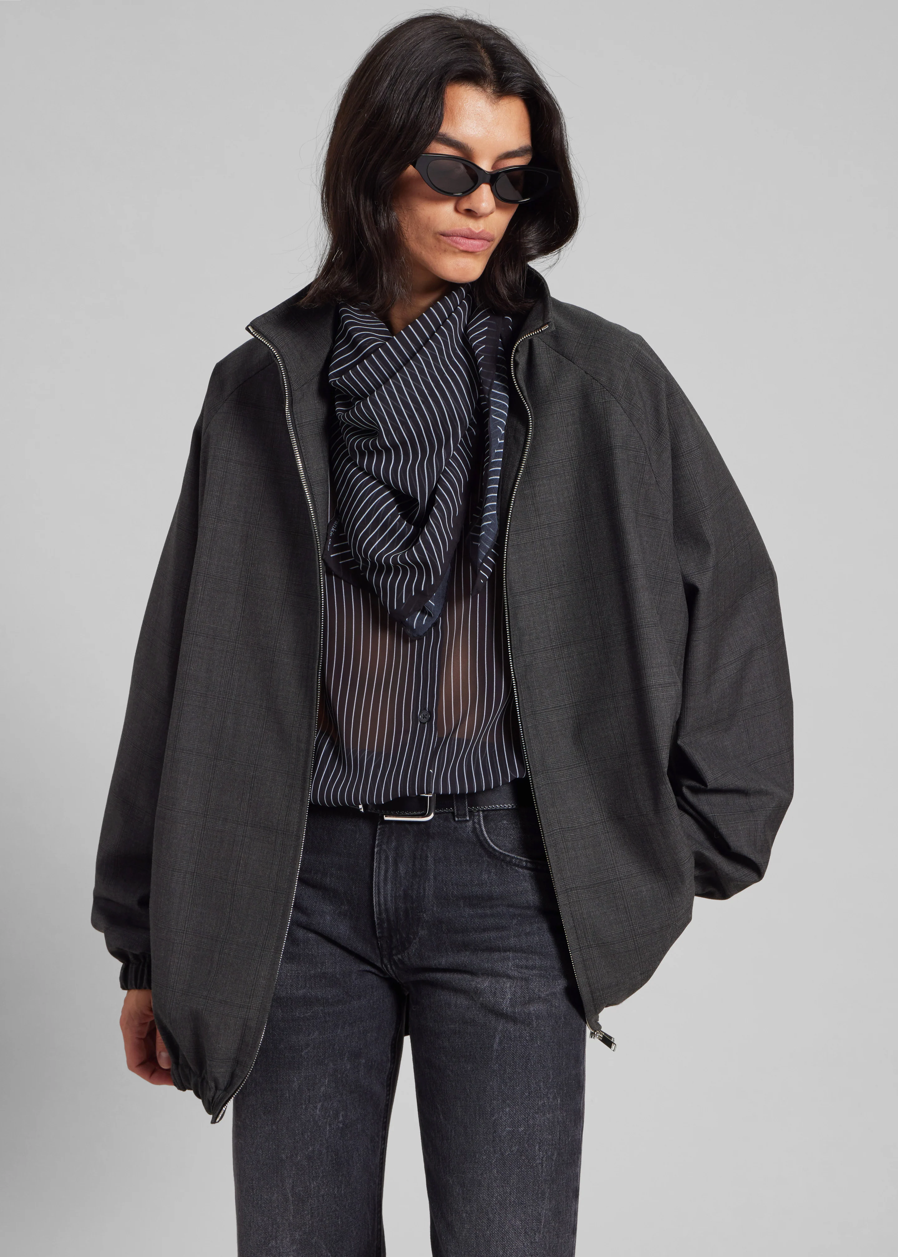 Baxter Plaid Track Jacket - Dark Grey - Image 6