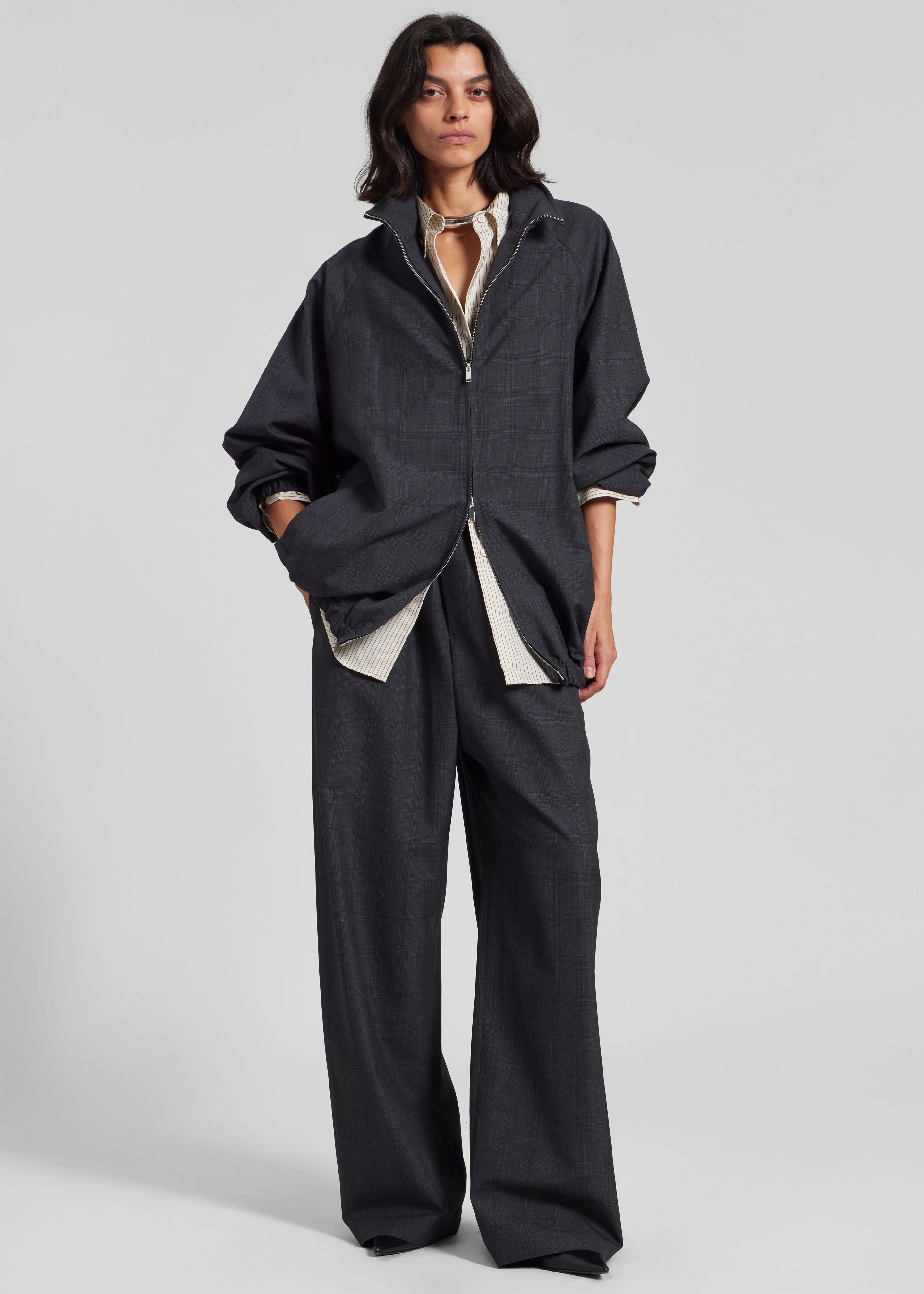Baxter Plaid Track Pants - Dark Grey - Image 2