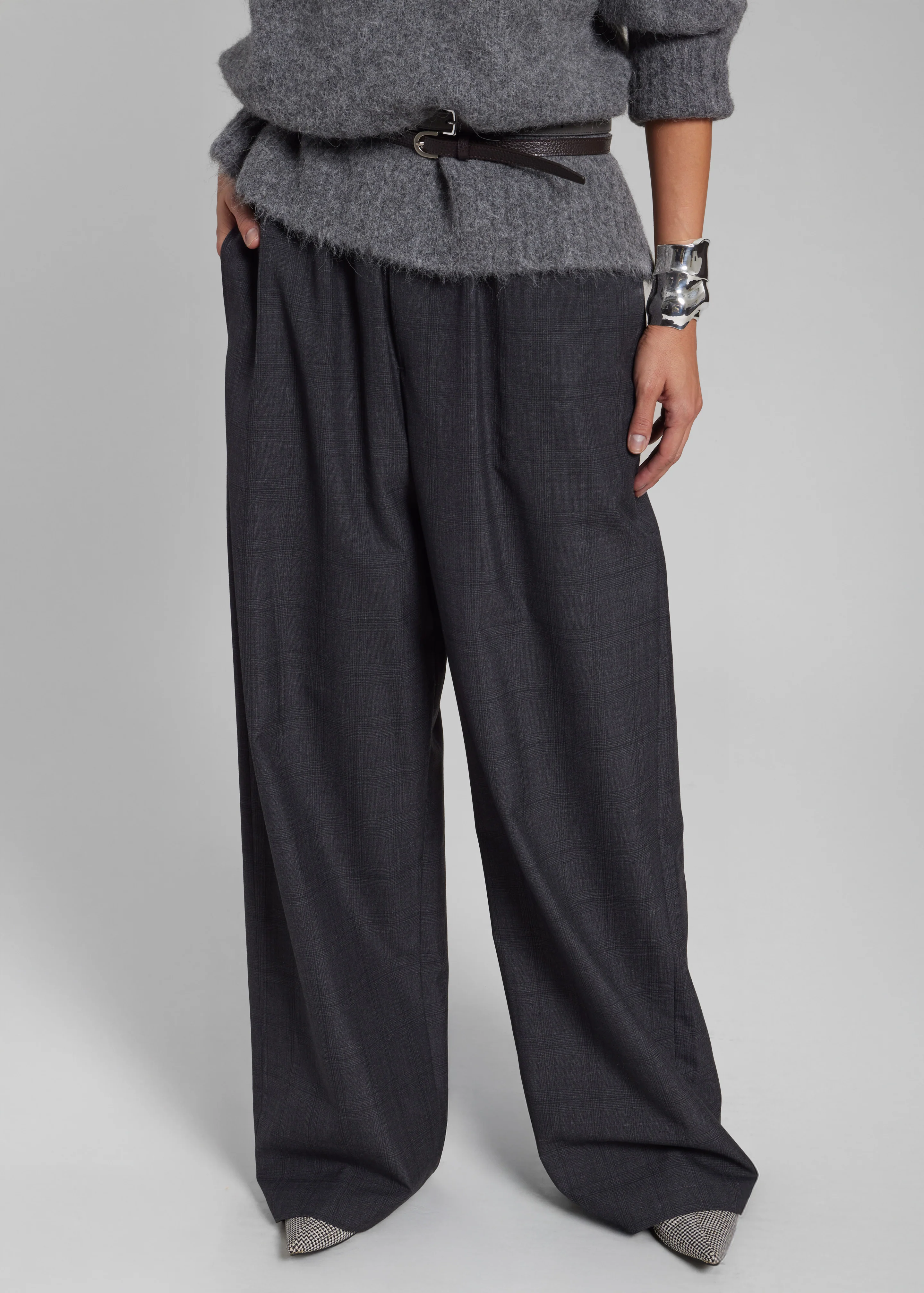 Baxter Plaid Track Pants - Dark Grey - Image 3