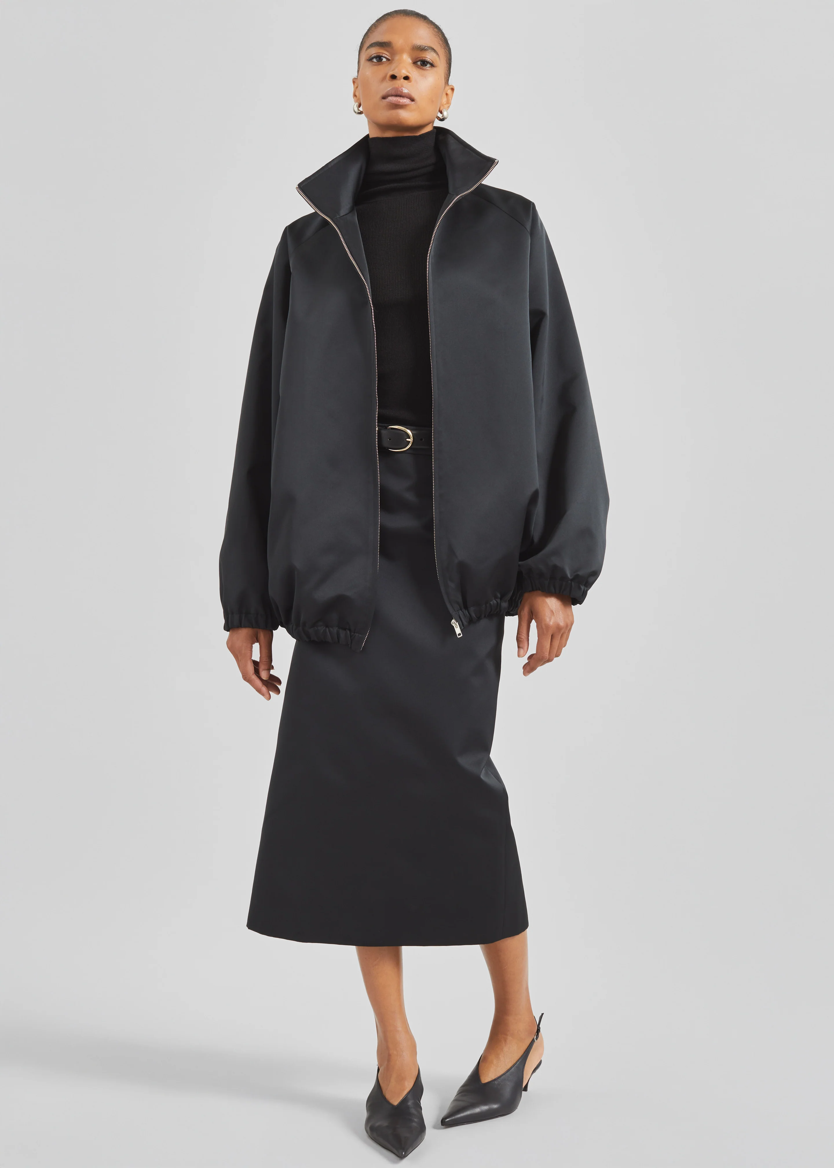 Baxter Satin Track Jacket - Black - Image 2