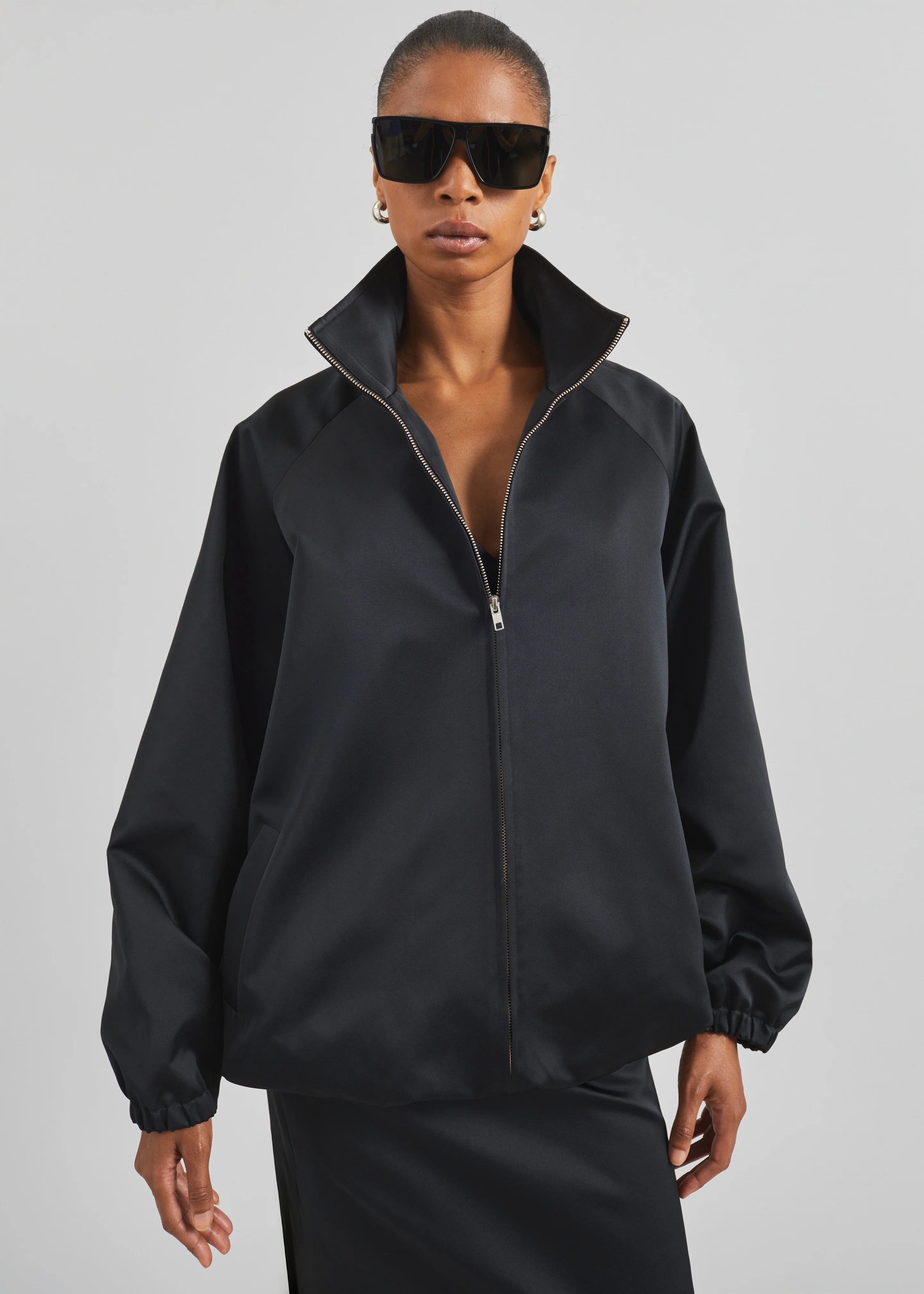 Baxter Satin Track Jacket - Black - Image 3