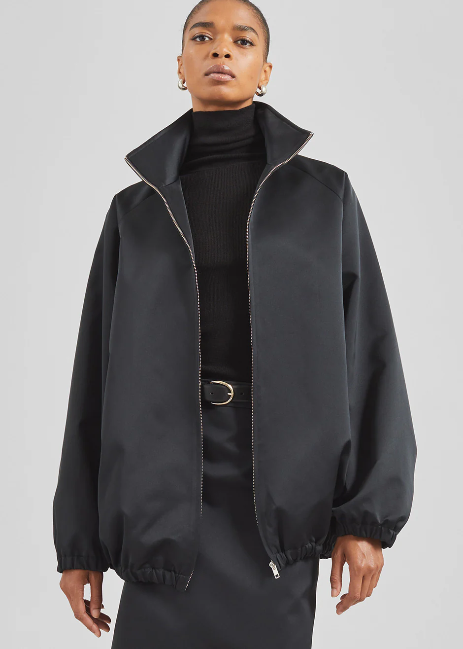 Baxter Satin Track Jacket - Black - Image 5