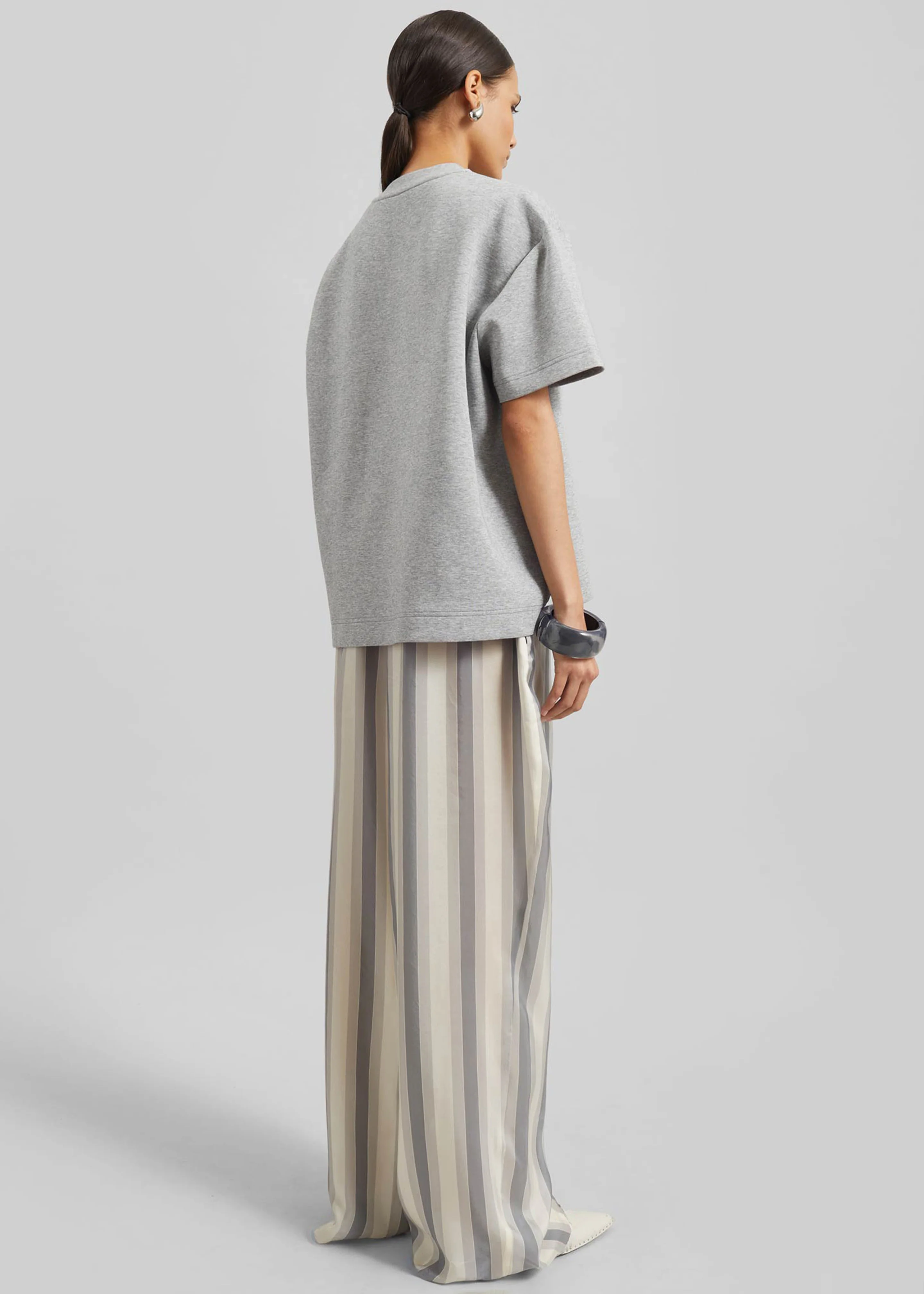 Baxter Sheer Fluid Track Pants - White/Grey Stripe - Image 7