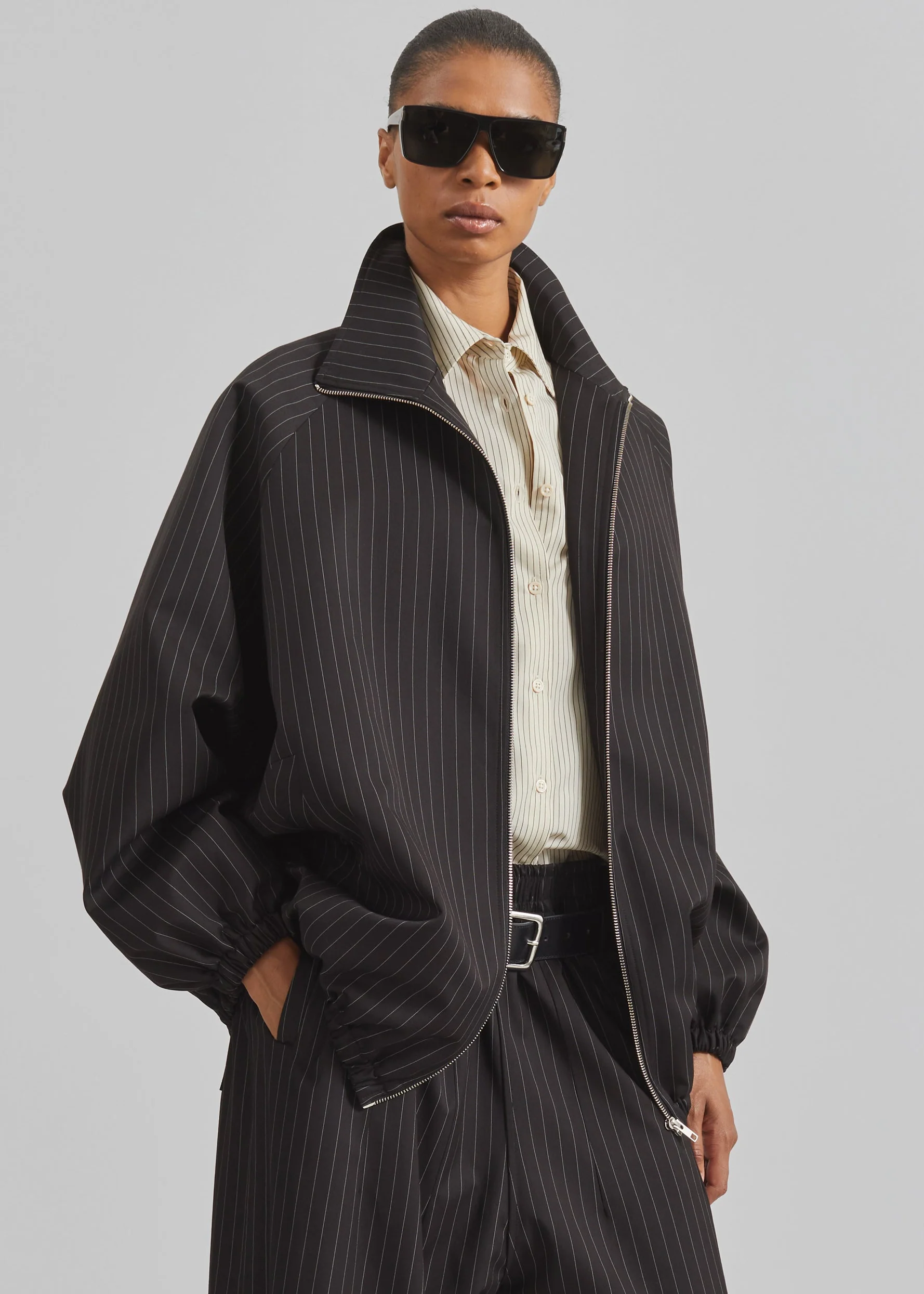 Baxter Track Jacket - Black/White Pinstripe - Image 5
