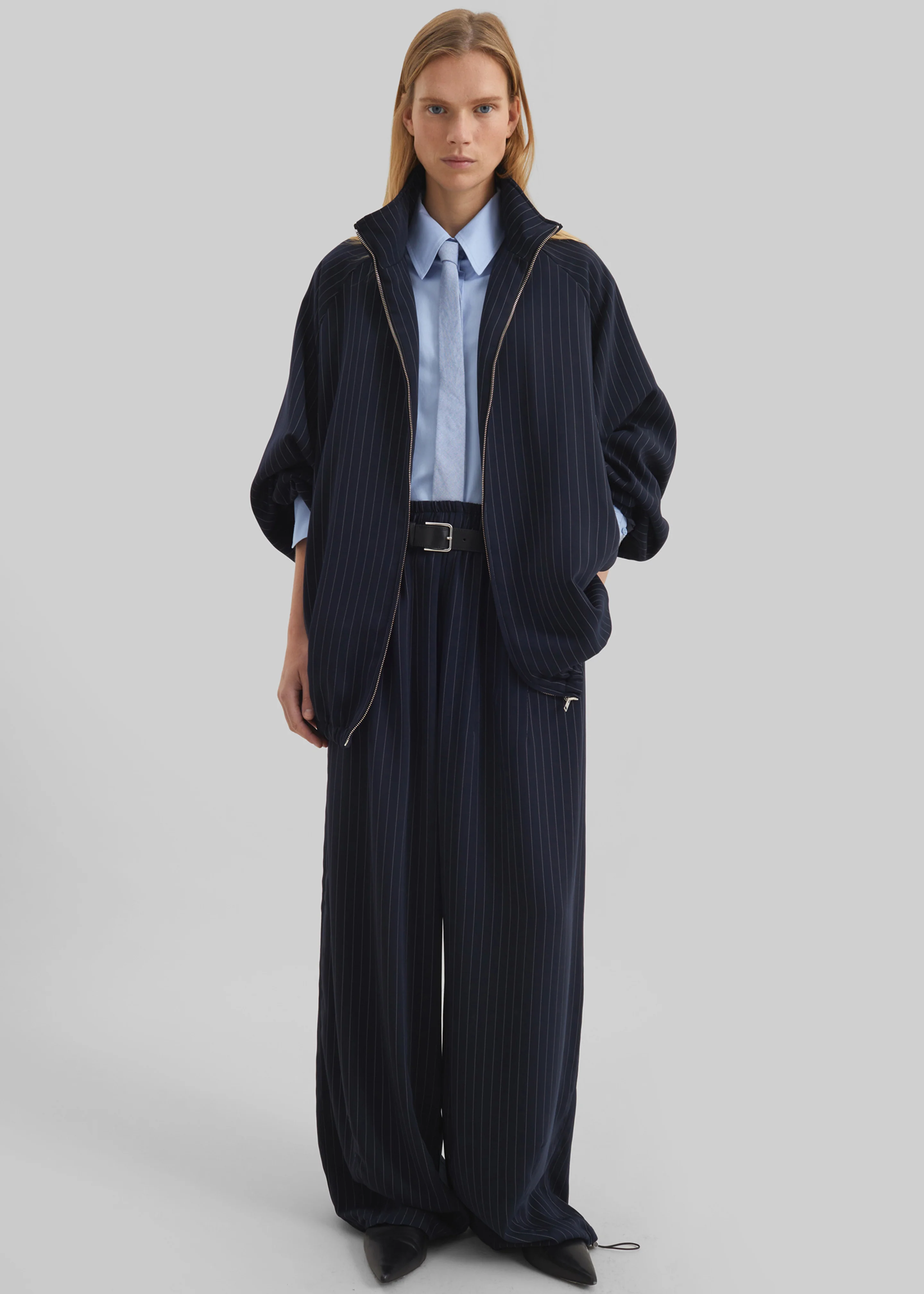 Baxter Track Jacket - Navy/White Pinstripe - Image 2