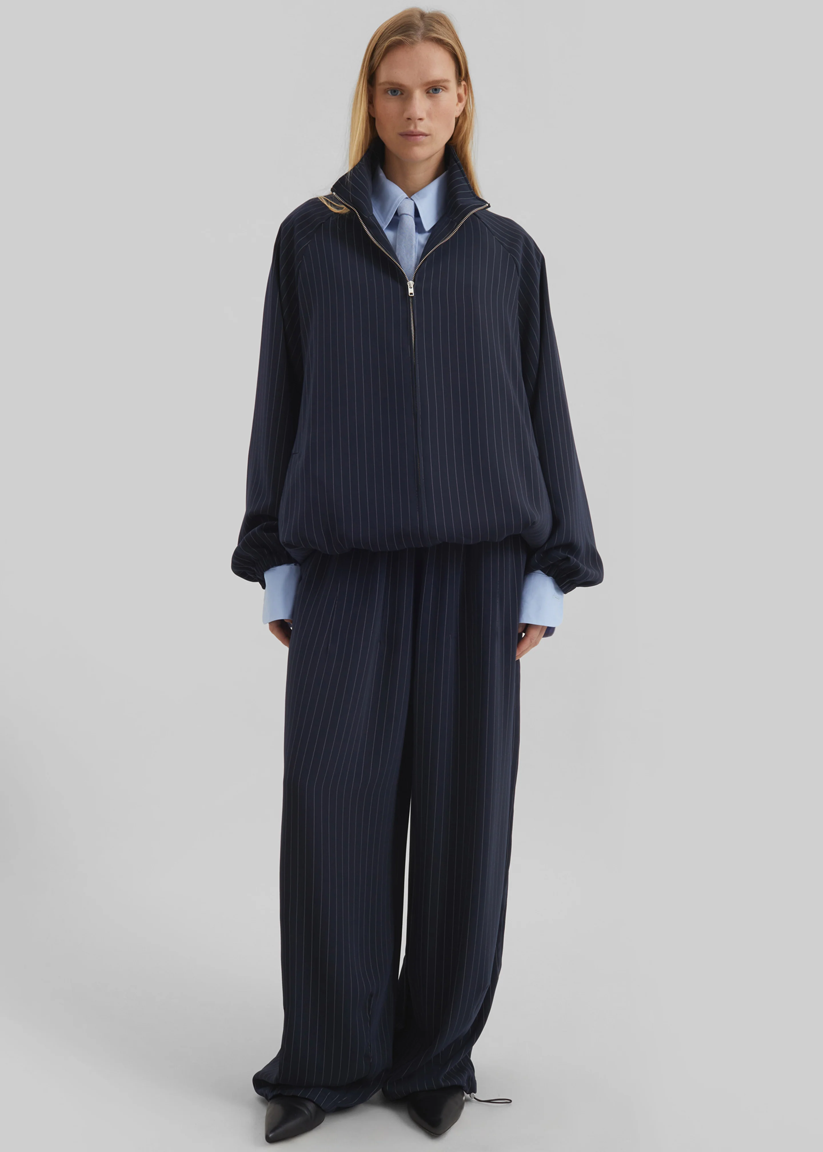 Baxter Track Jacket - Navy/White Pinstripe - Image 4