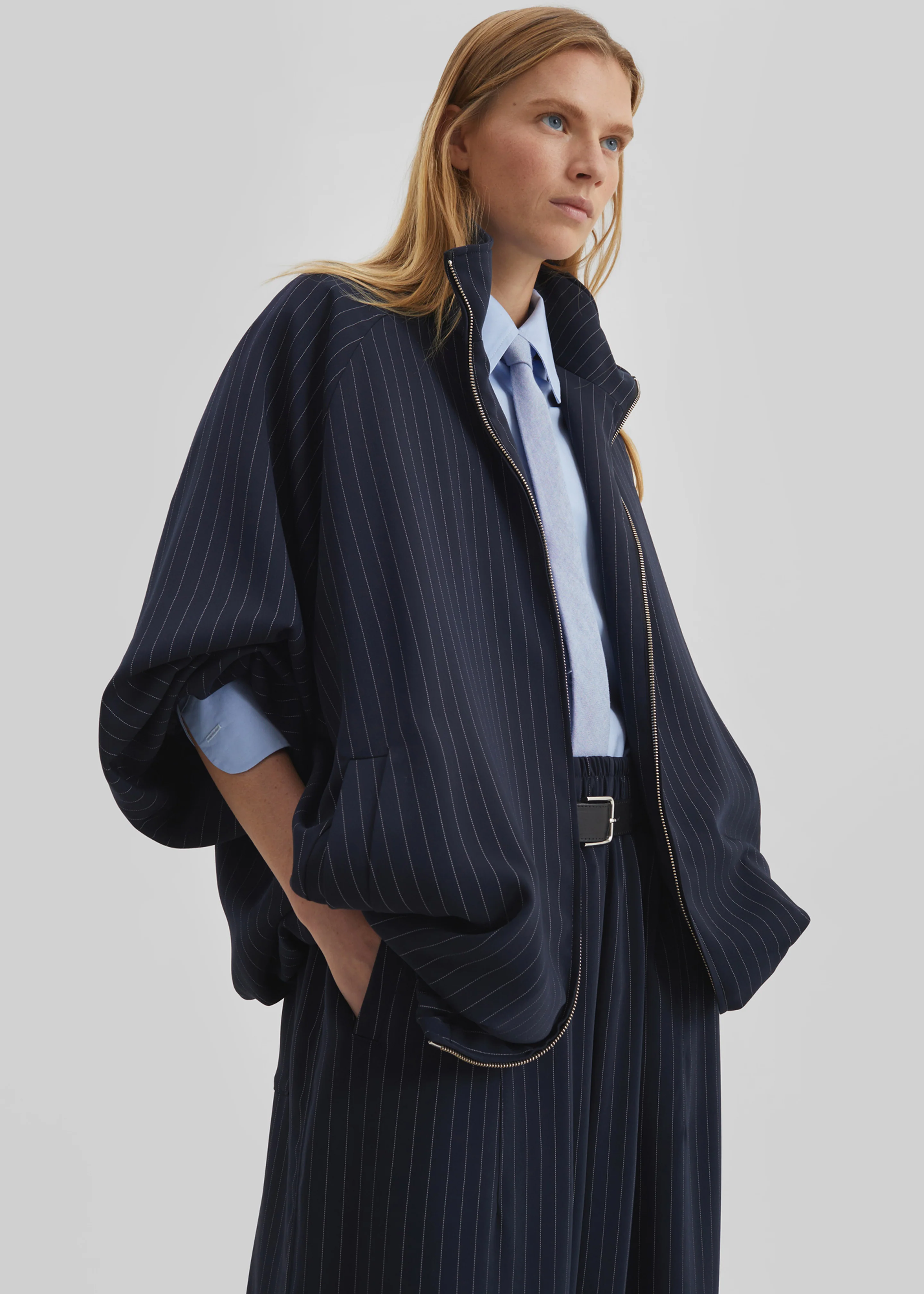 Baxter Track Jacket - Navy/White Pinstripe - Image 8