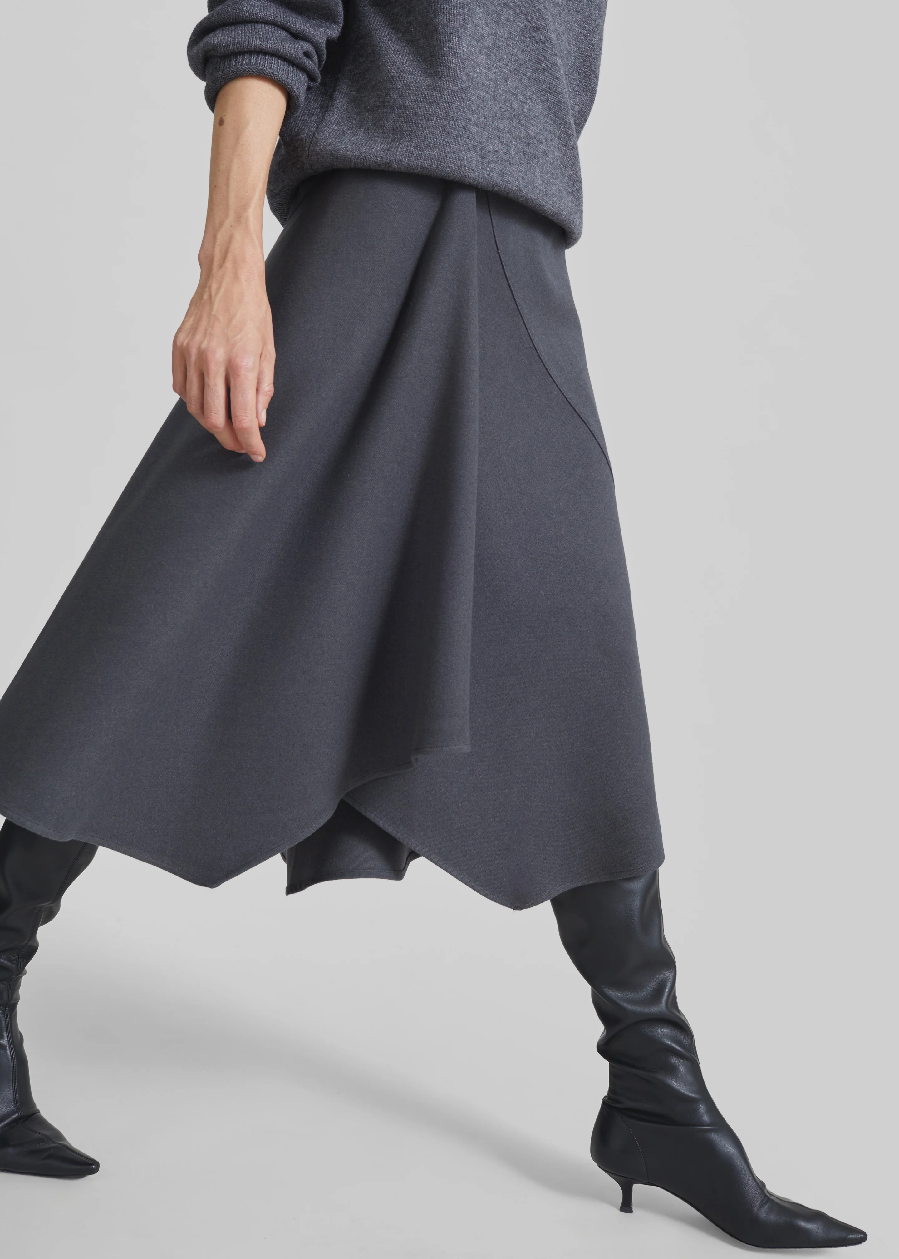 Bayel Flared Midi Skirt - Dark Grey - Image 3