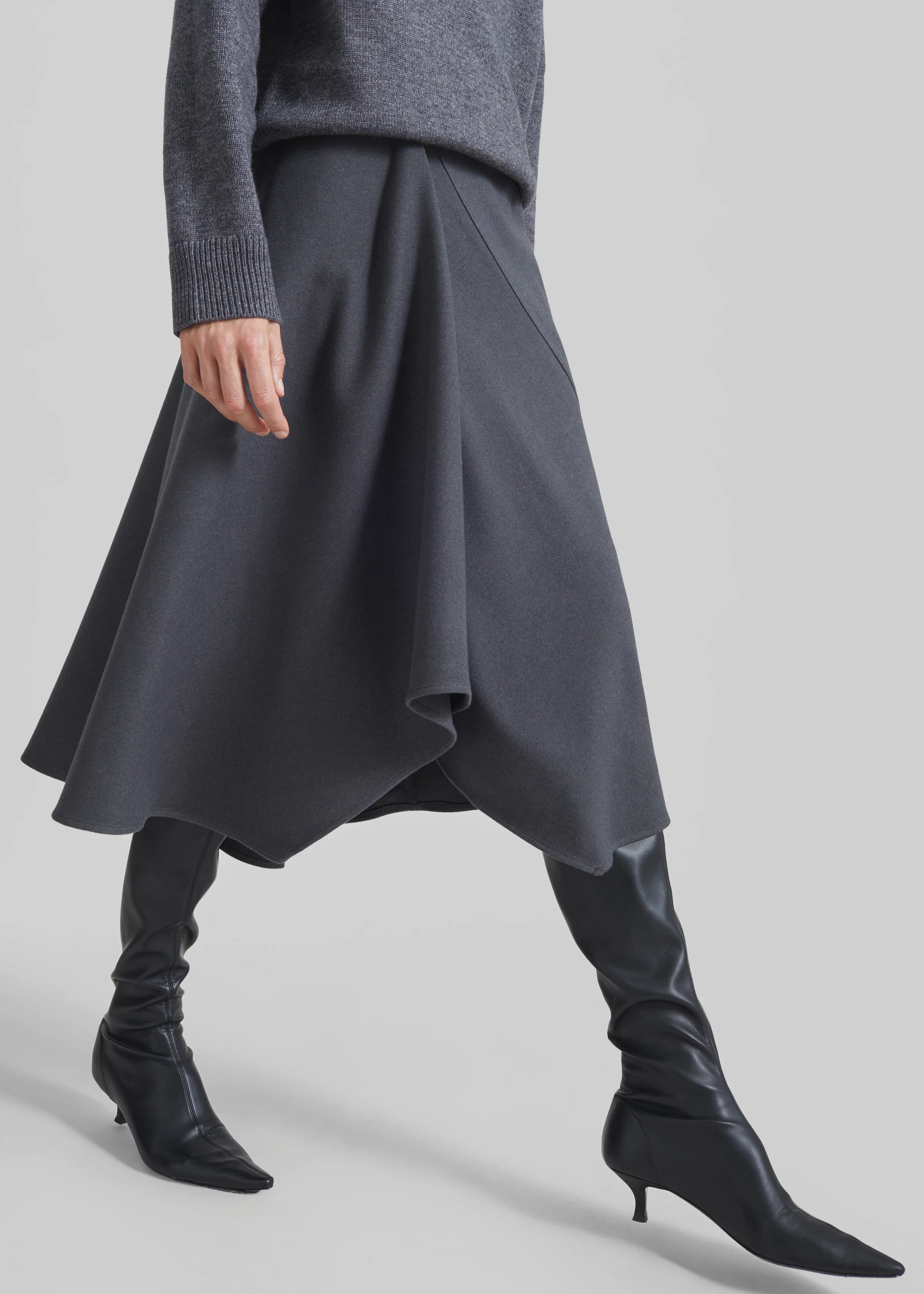 Bayel Flared Midi Skirt - Dark Grey - Image 5