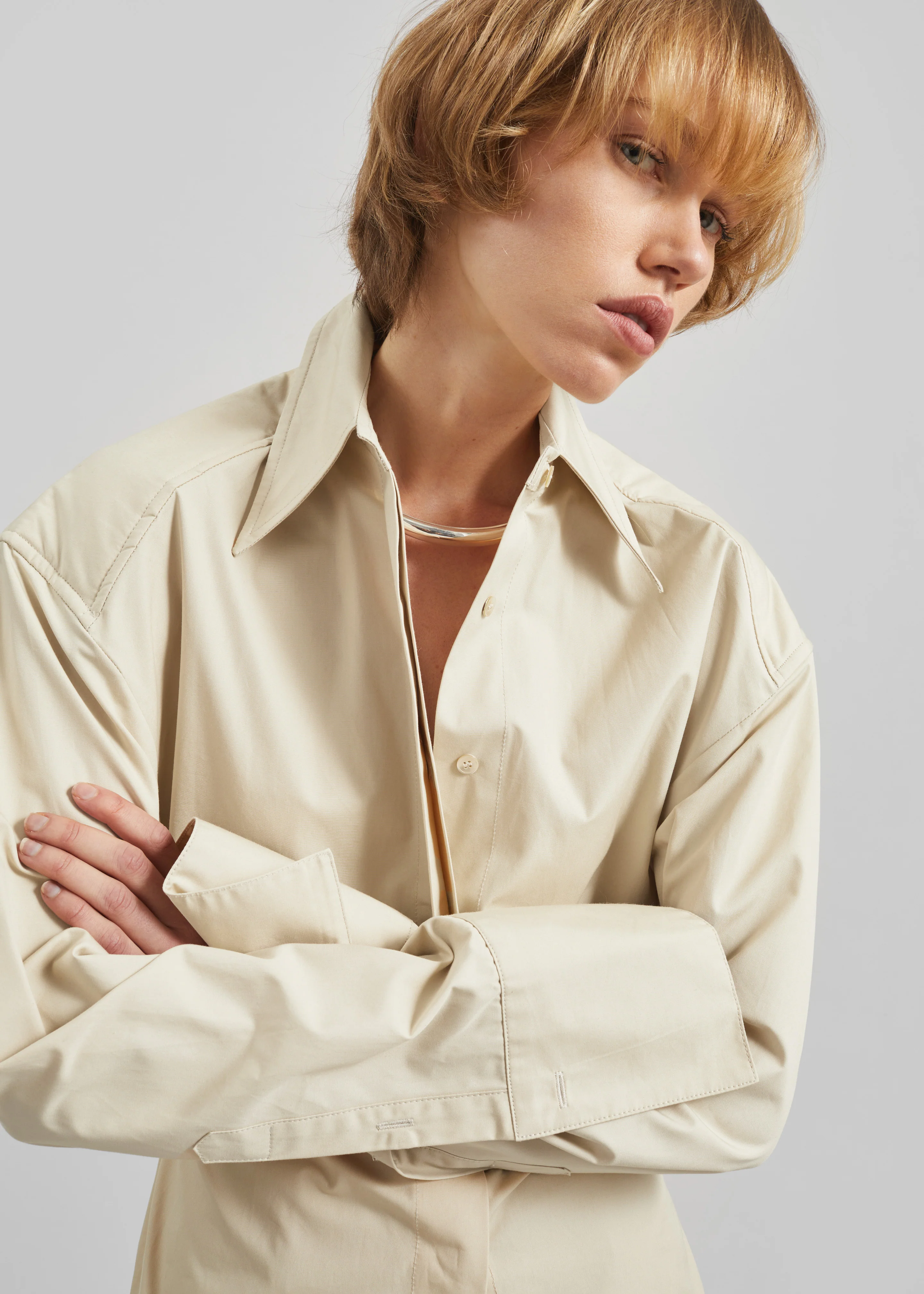Bec Padded Shirt - Beige - Image 4