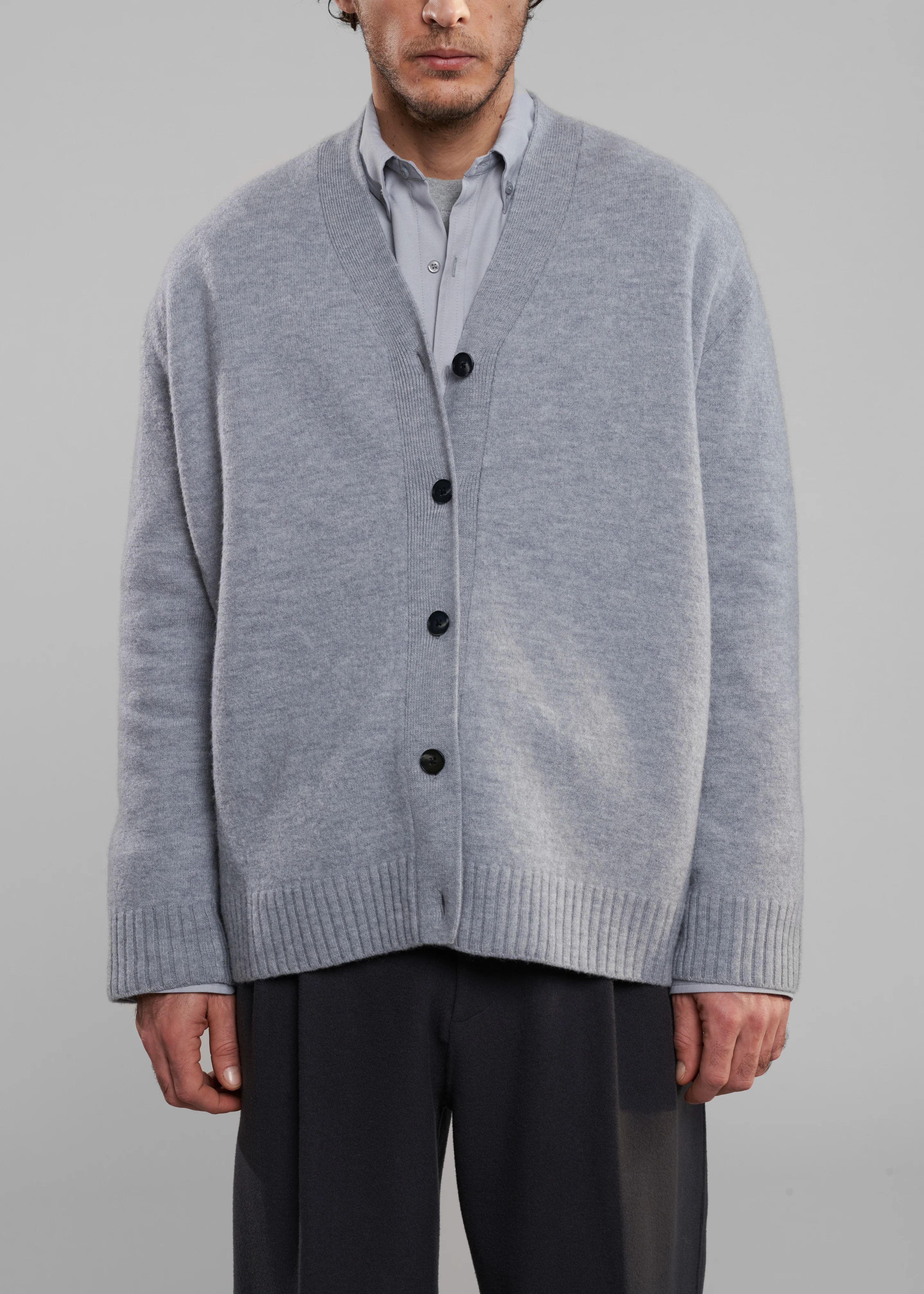 Beck Wool Cardigan - Light Grey - Image 4