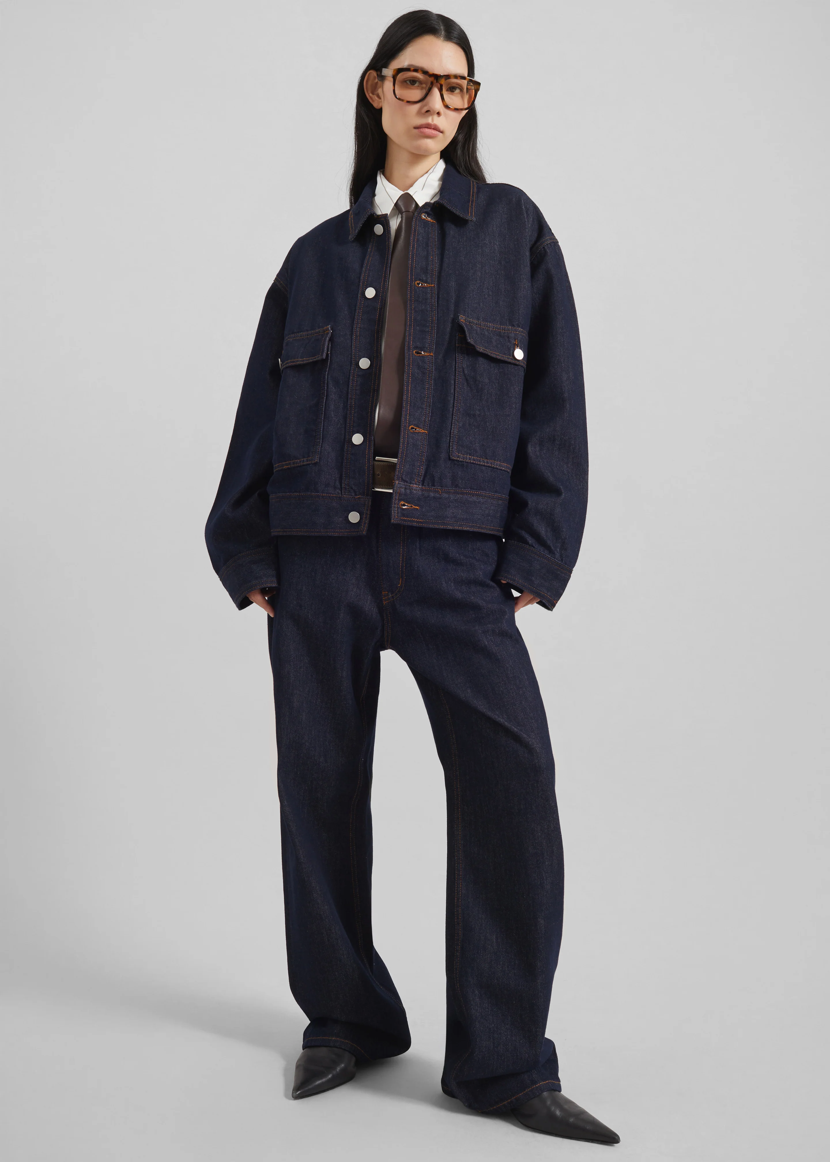 Belden Boxy Denim Jacket - Dark Wash - Image 2