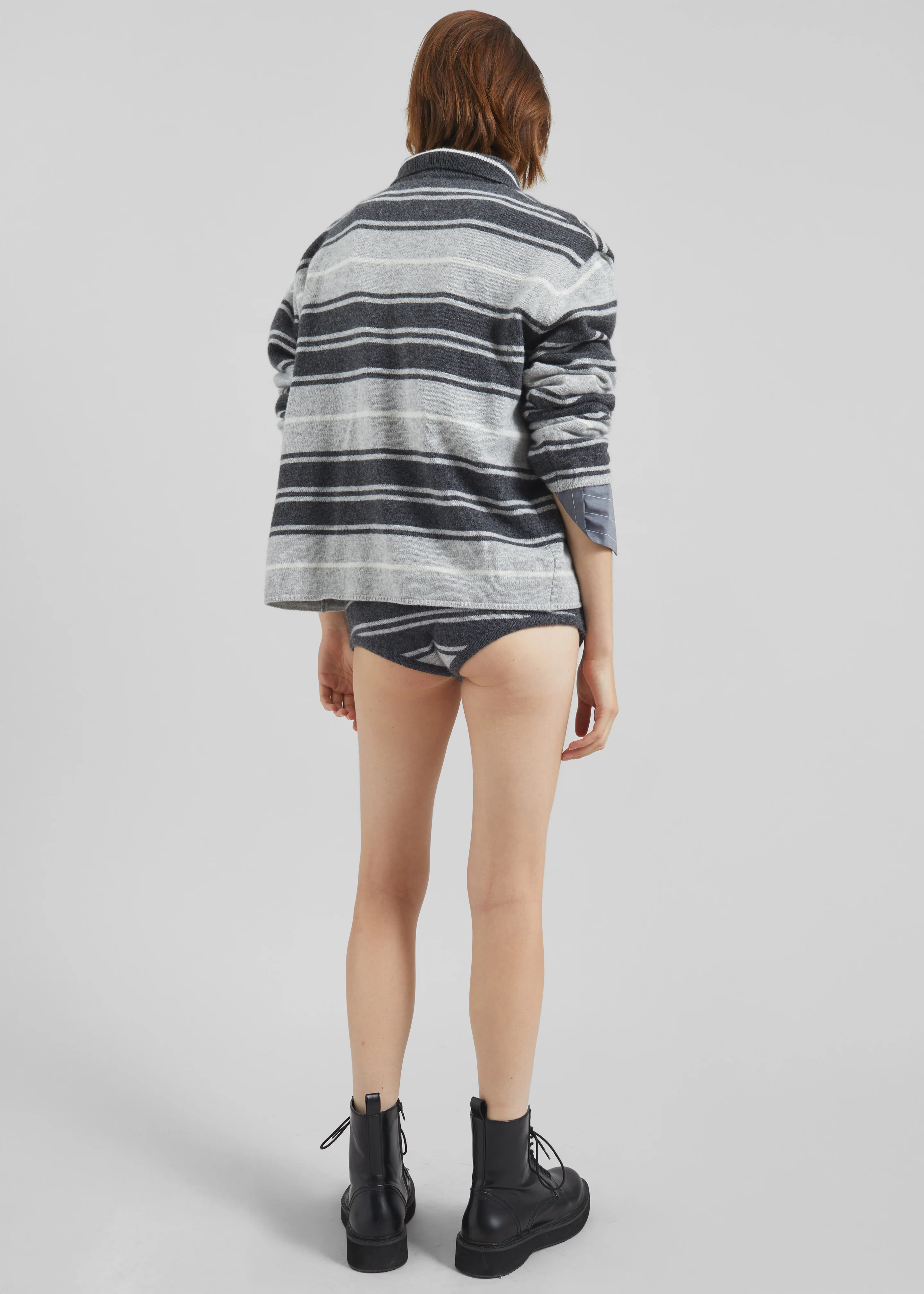 Belize Knit Hot Pants - Grey Stripe - Image 9