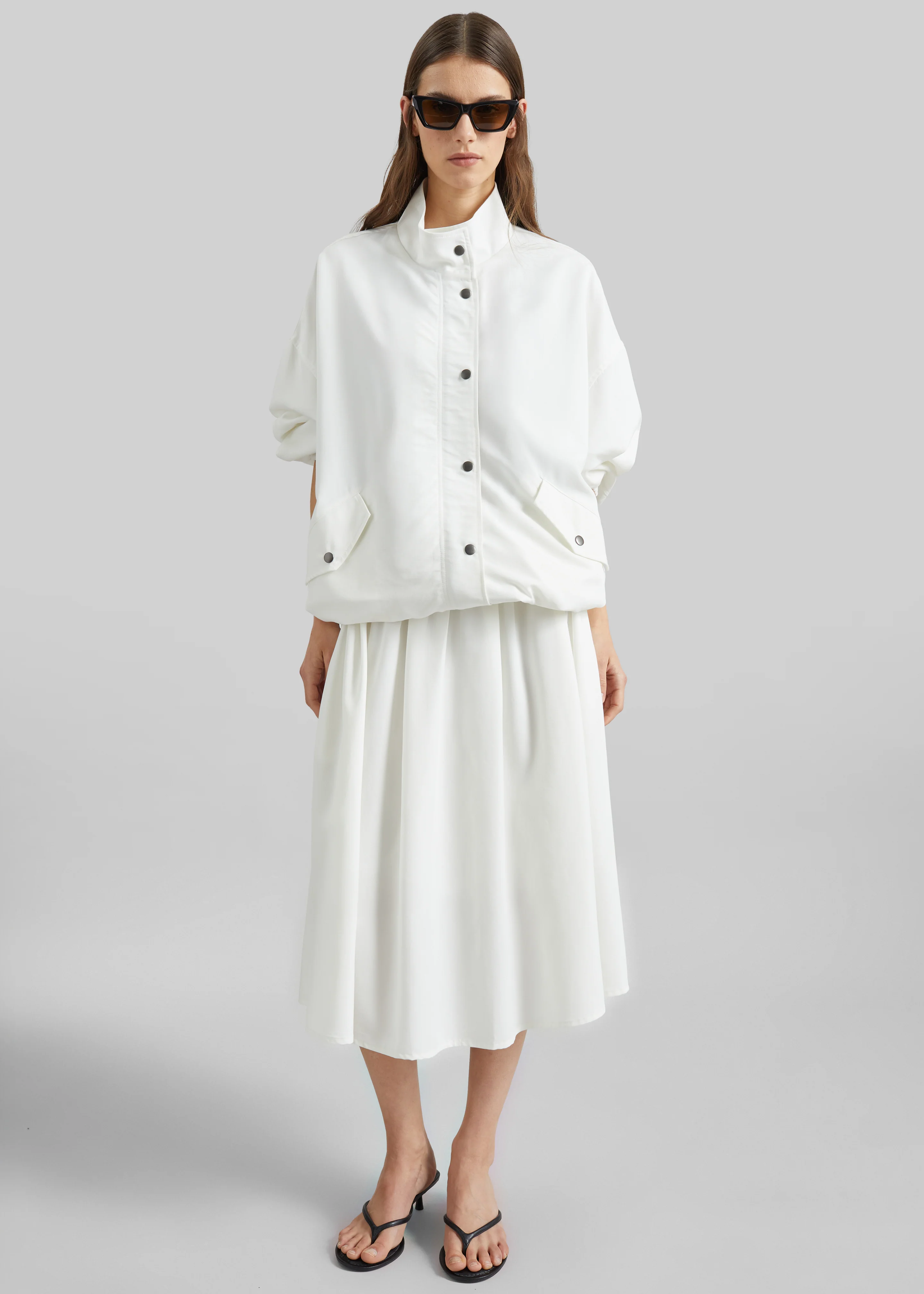 Bellona Flared Midi Skirt - White - Image 3