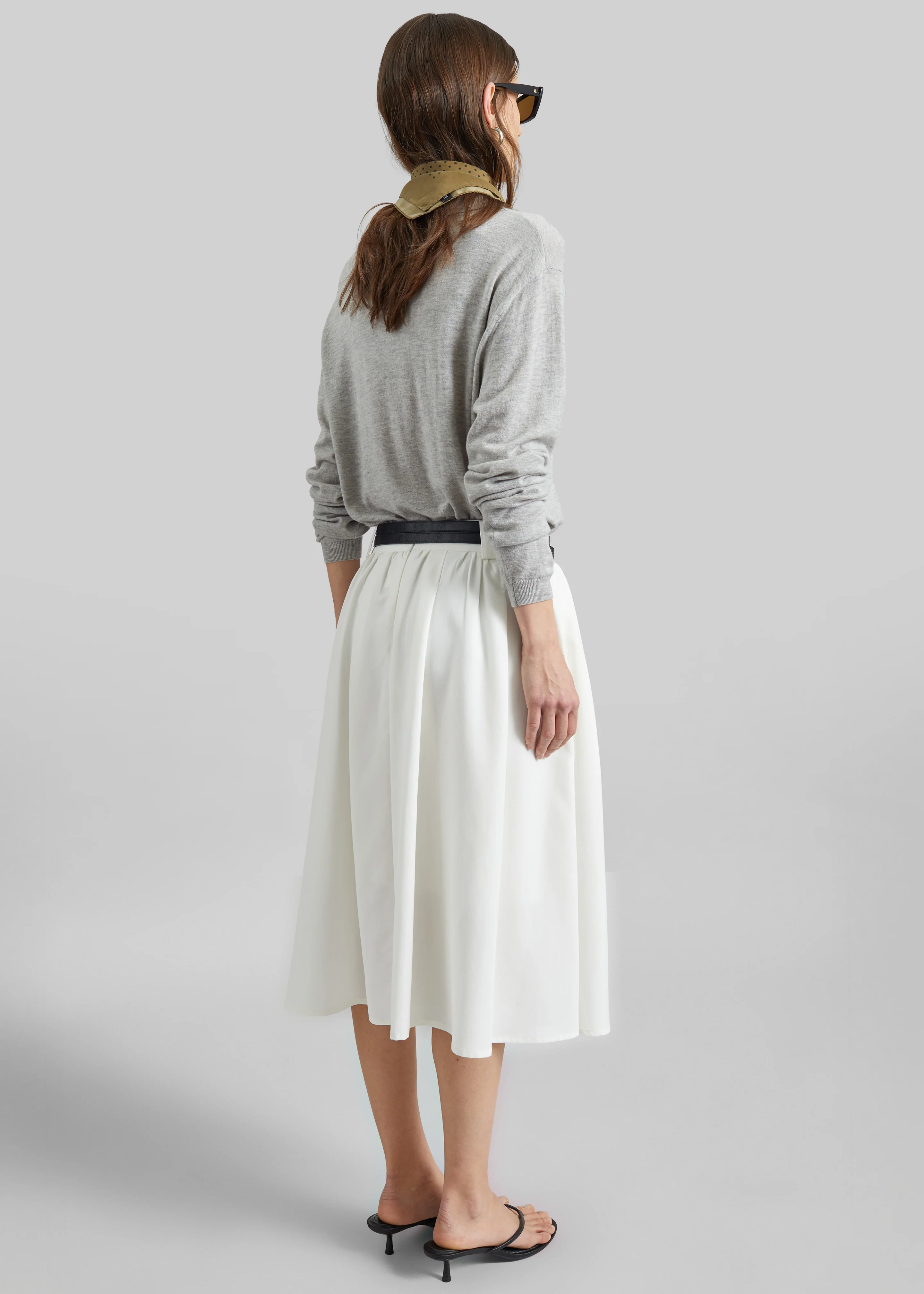 Bellona Flared Midi Skirt - White - Image 8