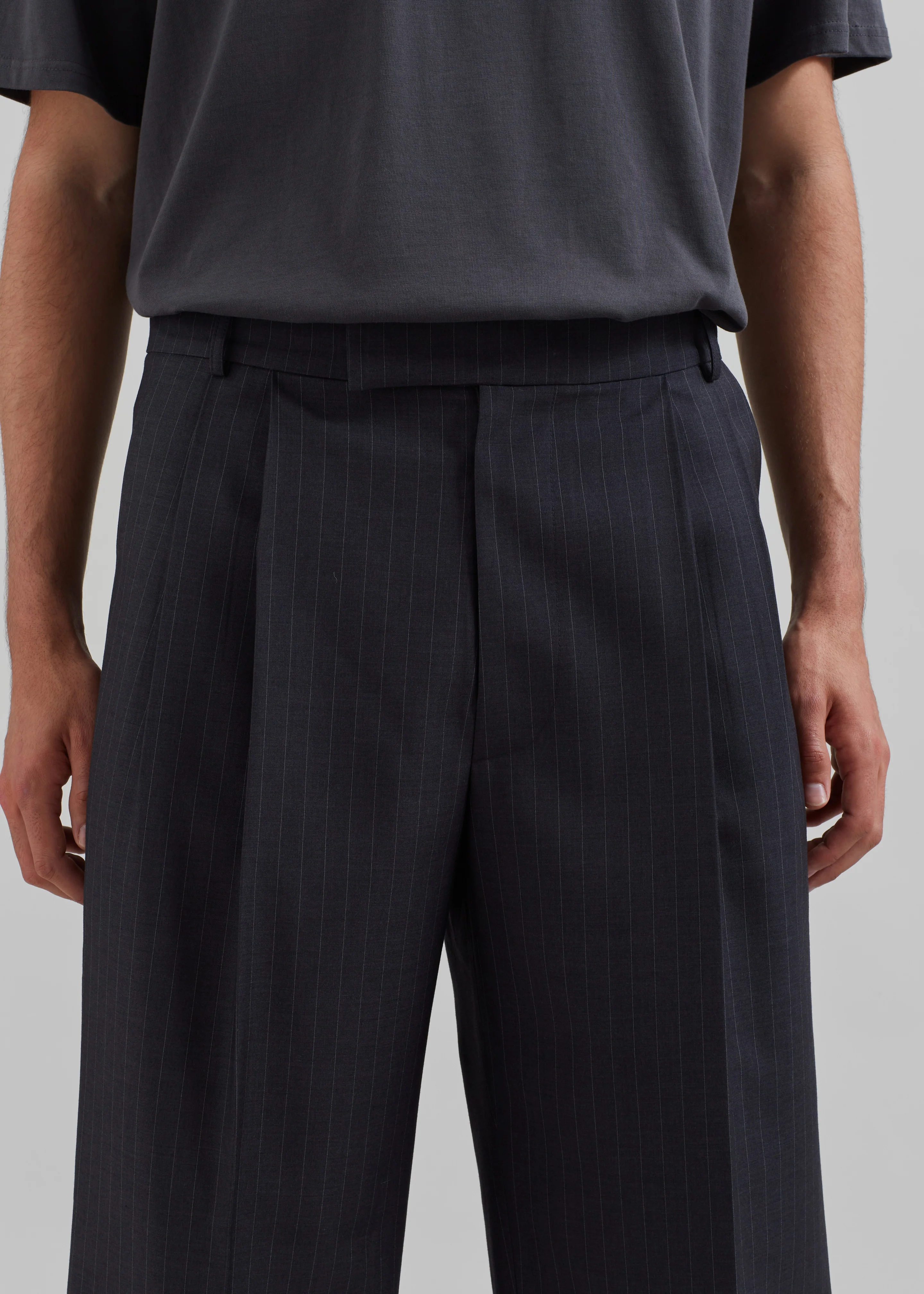 Beo Suit Pants - Charcoal/White Pinstripe - Image 3