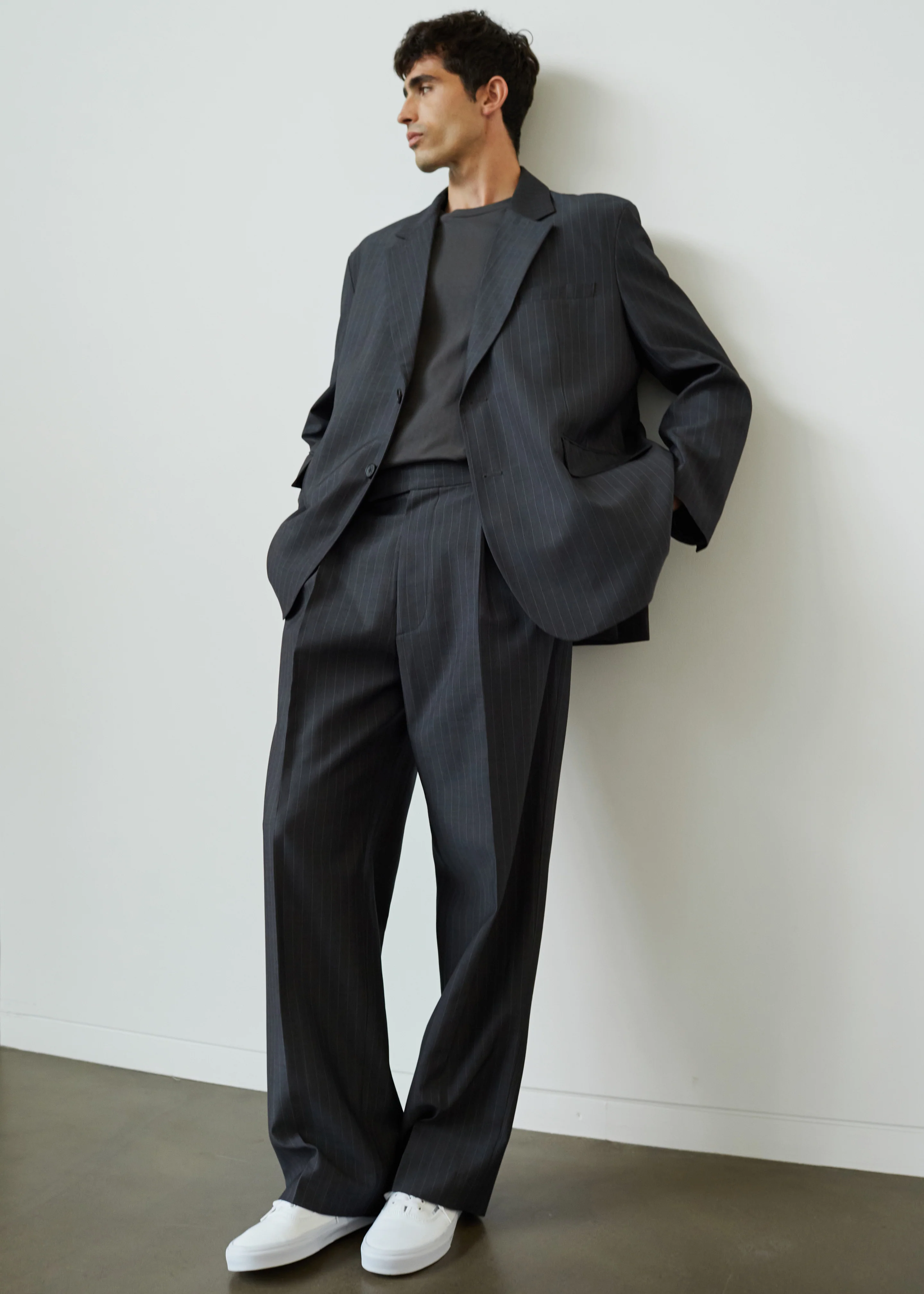 Beo Suit Pants - Charcoal/White Pinstripe - Image 8