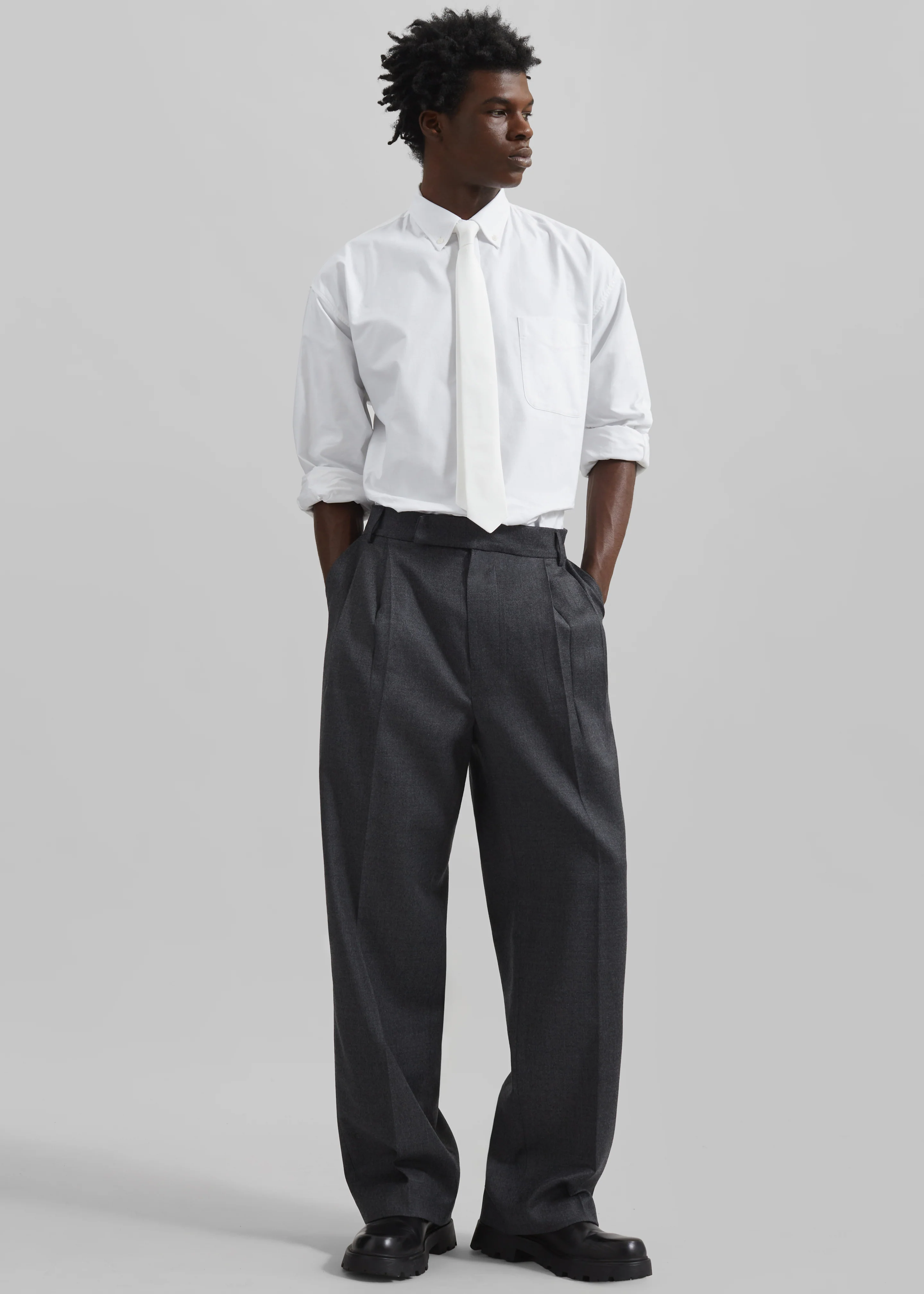 Beo Wool Flannel Suit Pants - Charcoal - Image 6
