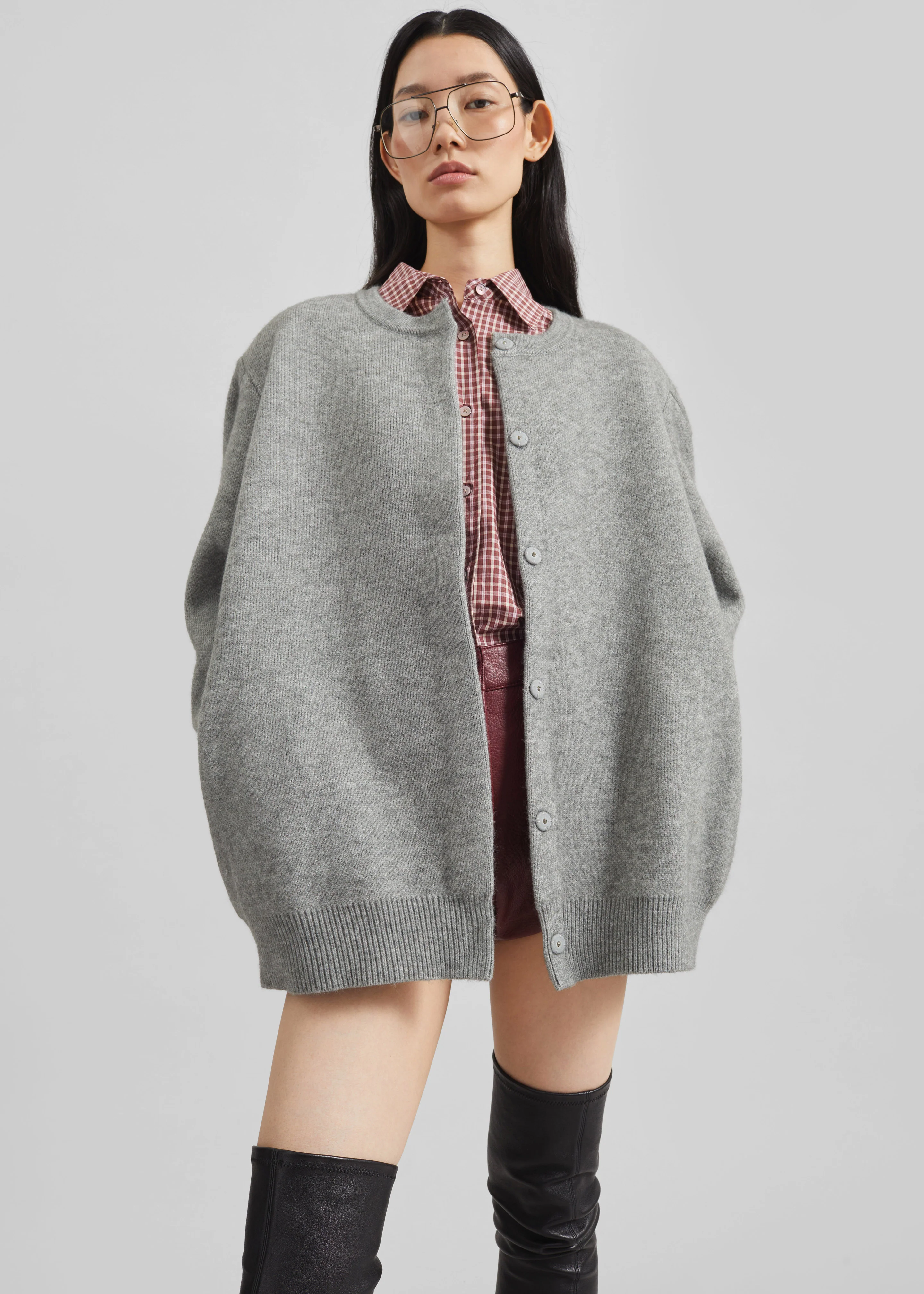 Bergen Padded Knit Cardigan - Grey - Image 4