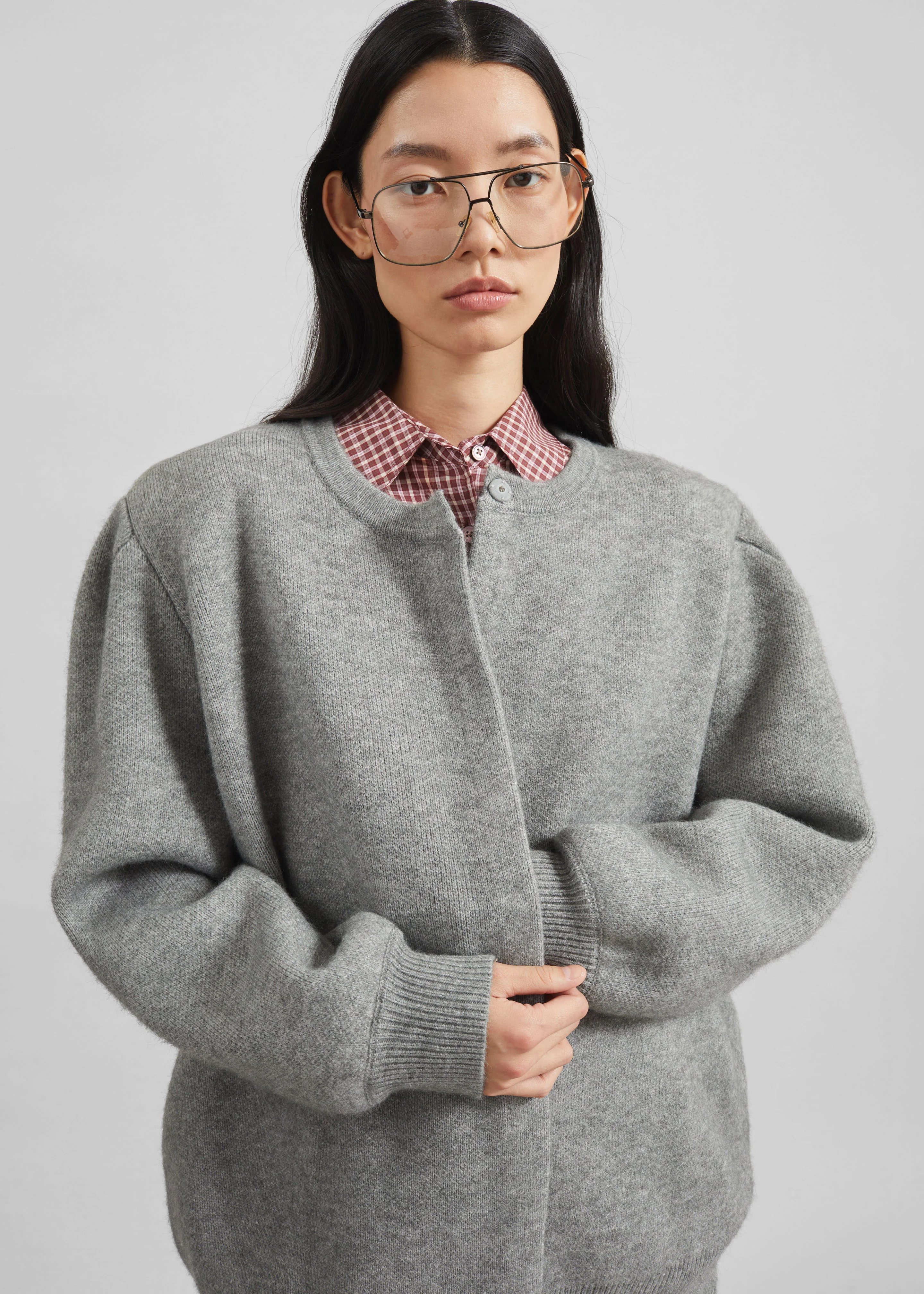 Bergen Padded Knit Cardigan - Grey - Image 5