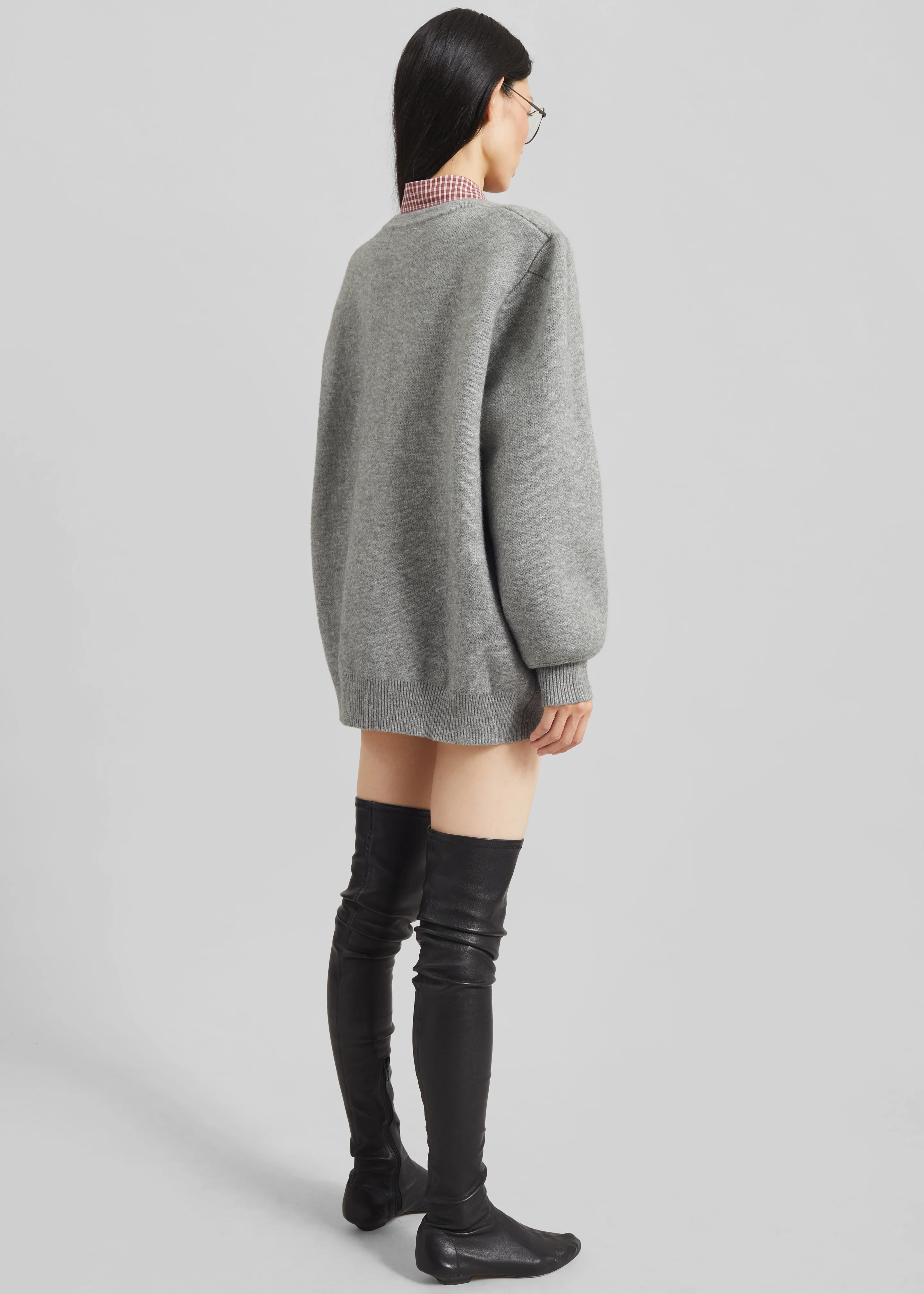 Bergen Padded Knit Cardigan - Grey - Image 9