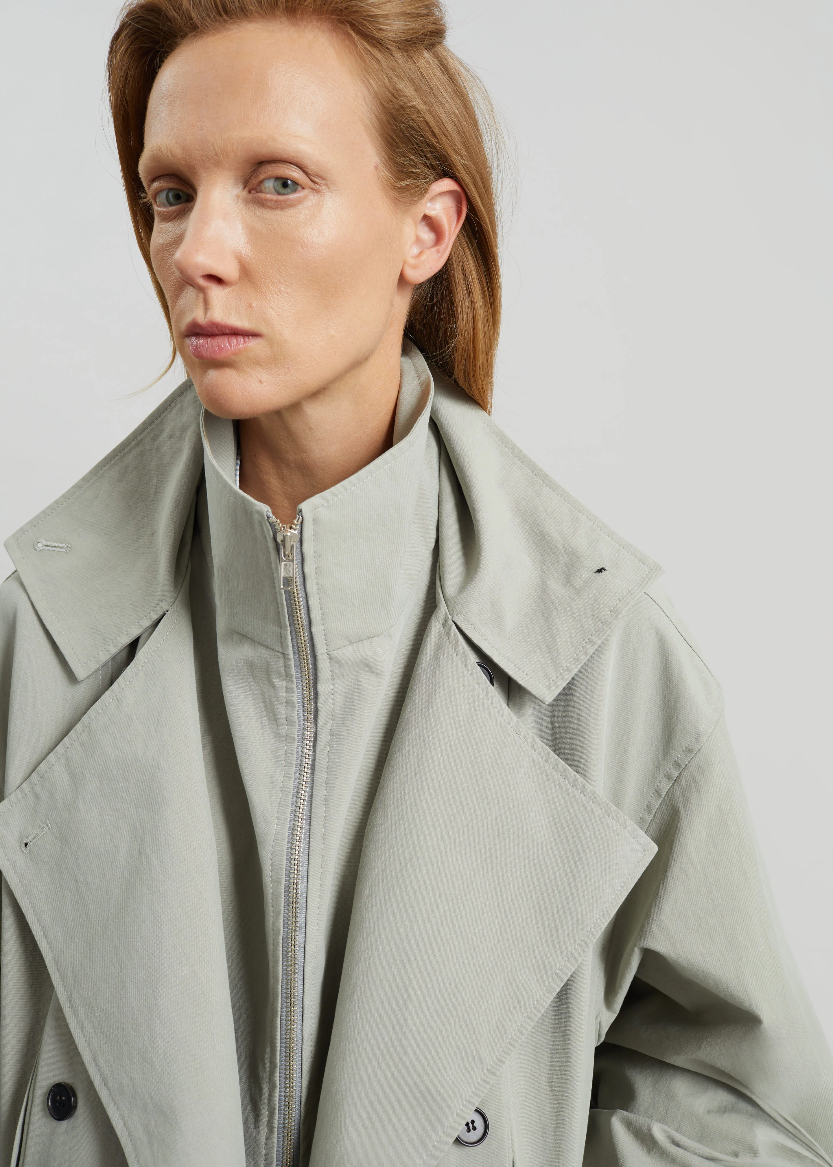 Besme Layered Trench Coat - Sage - Image 5