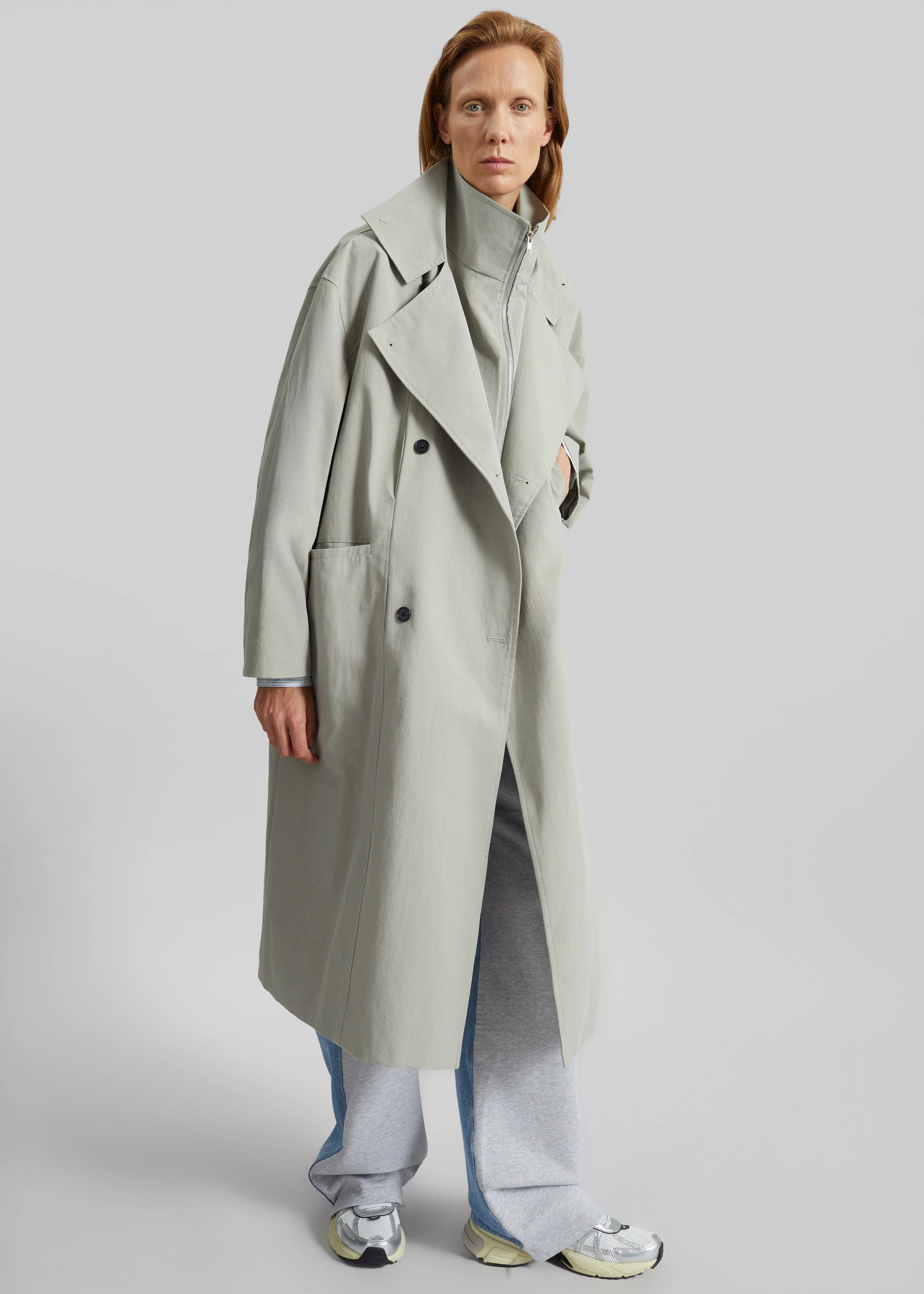 Besme Layered Trench Coat - Sage - Image 6