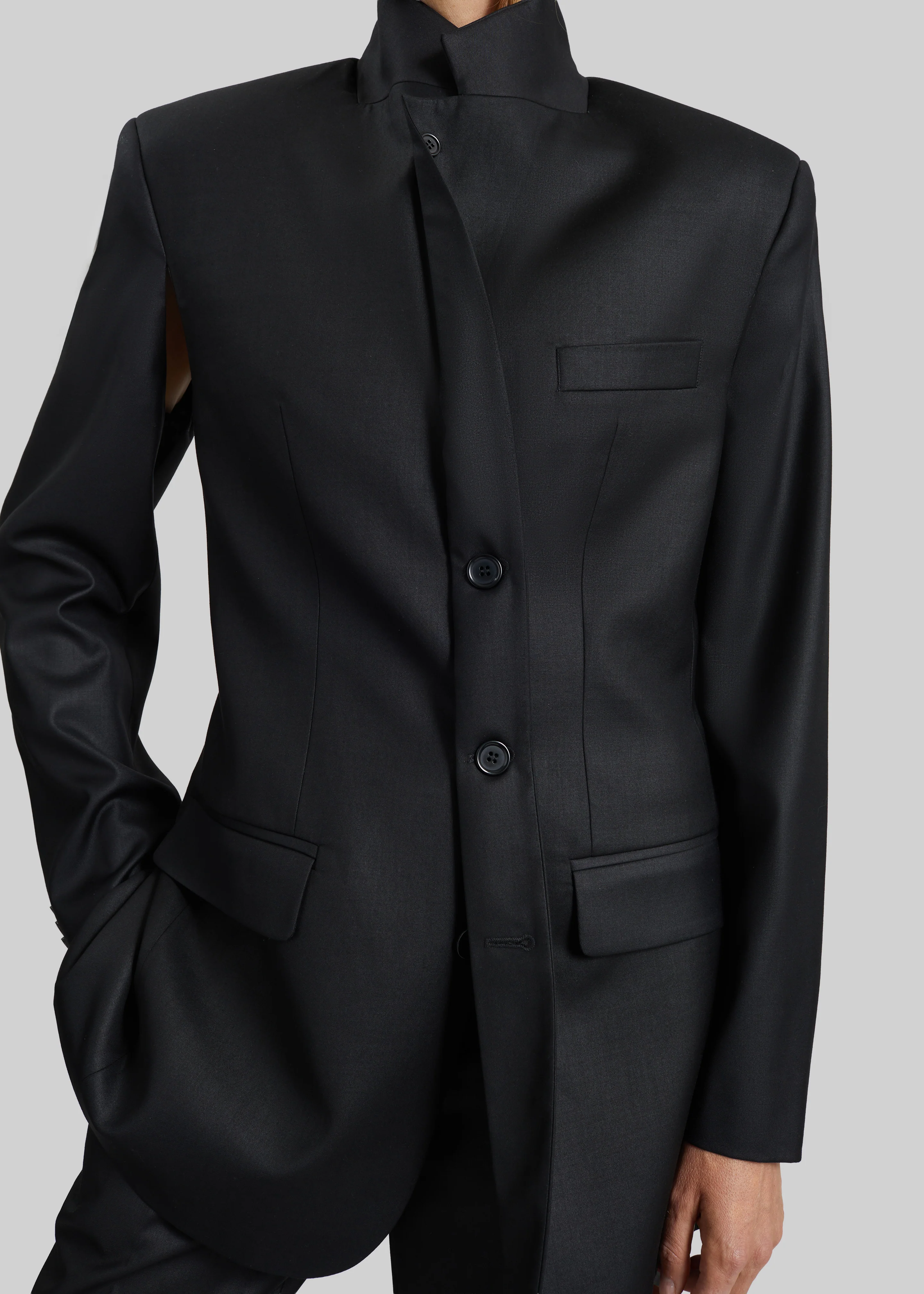 Bettter Folded Blazer With Slits - Black - Image 5