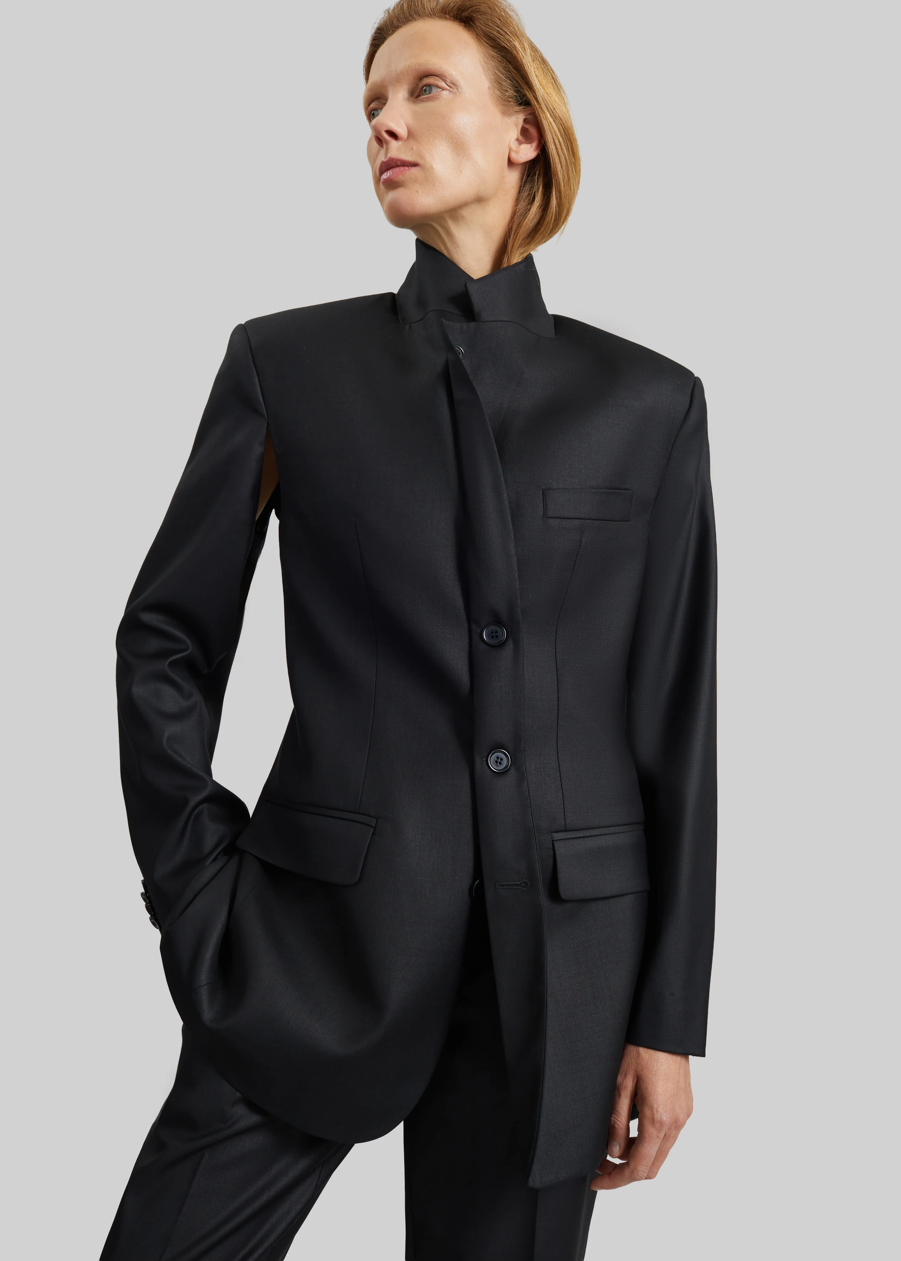 Bettter Folded Blazer With Slits - Black - Image 6