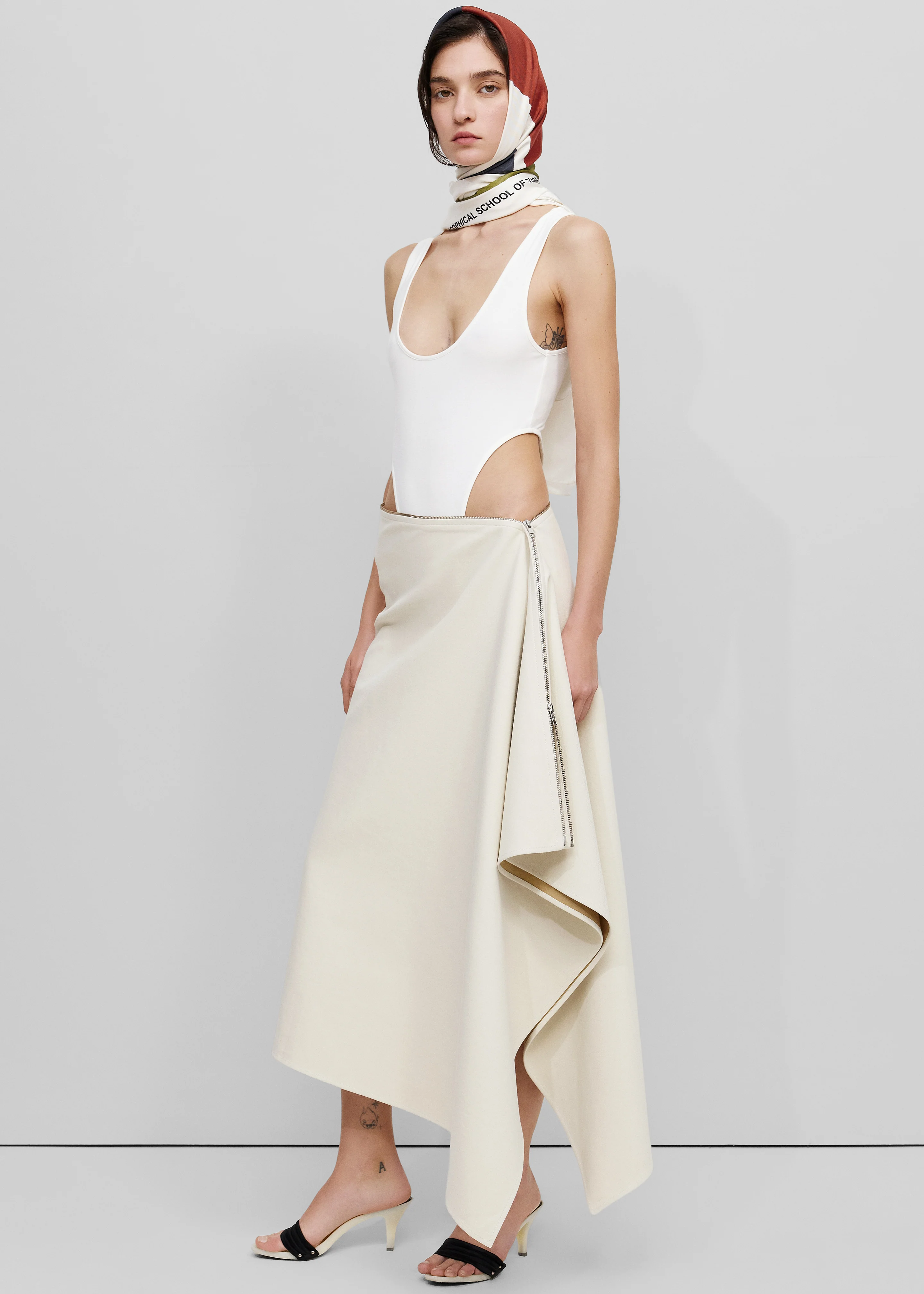 Bevza Canvas Long Skirt - Cream - Image 2