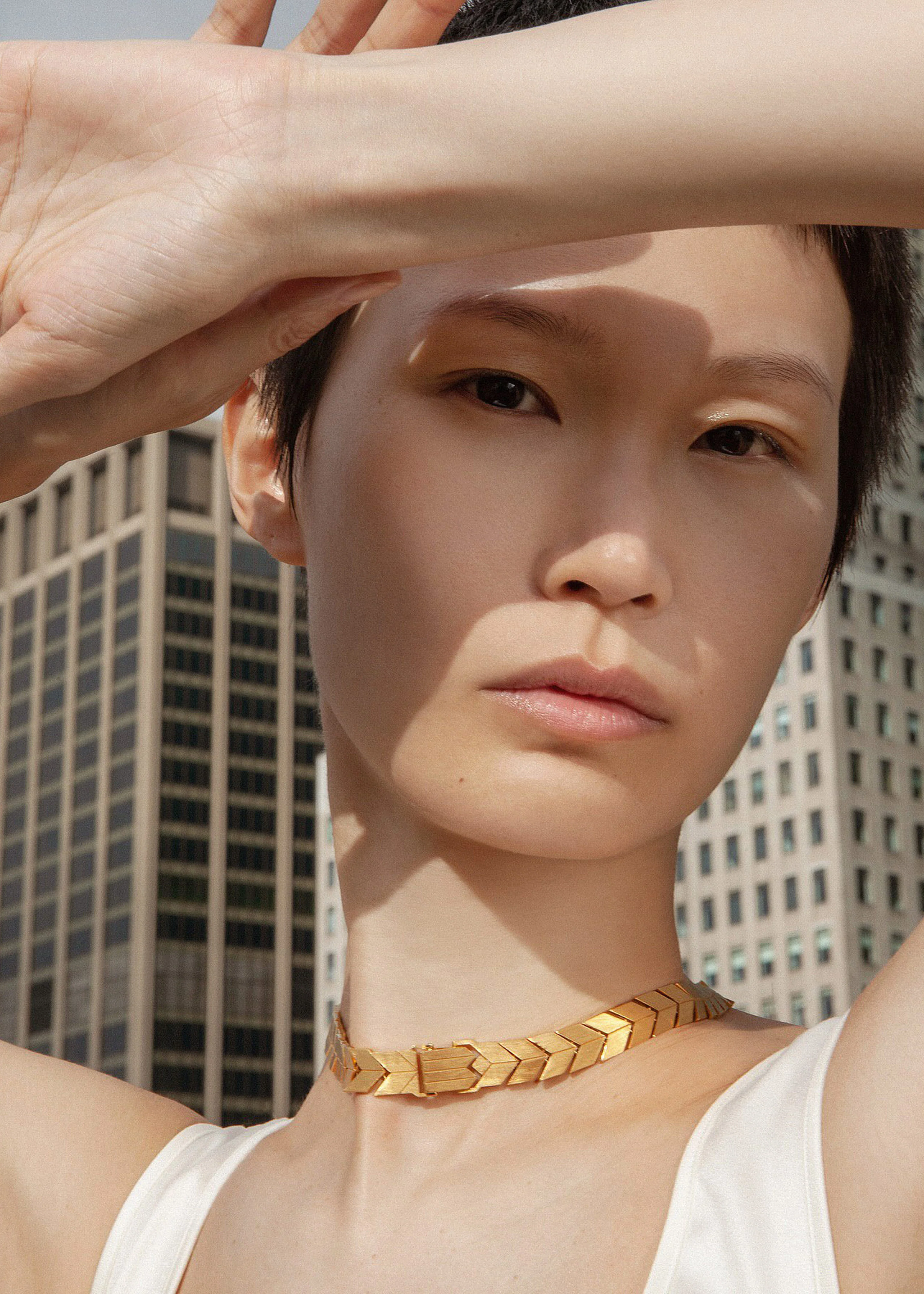 Bevza Flat Spikelet Choker - Gold - Image 4