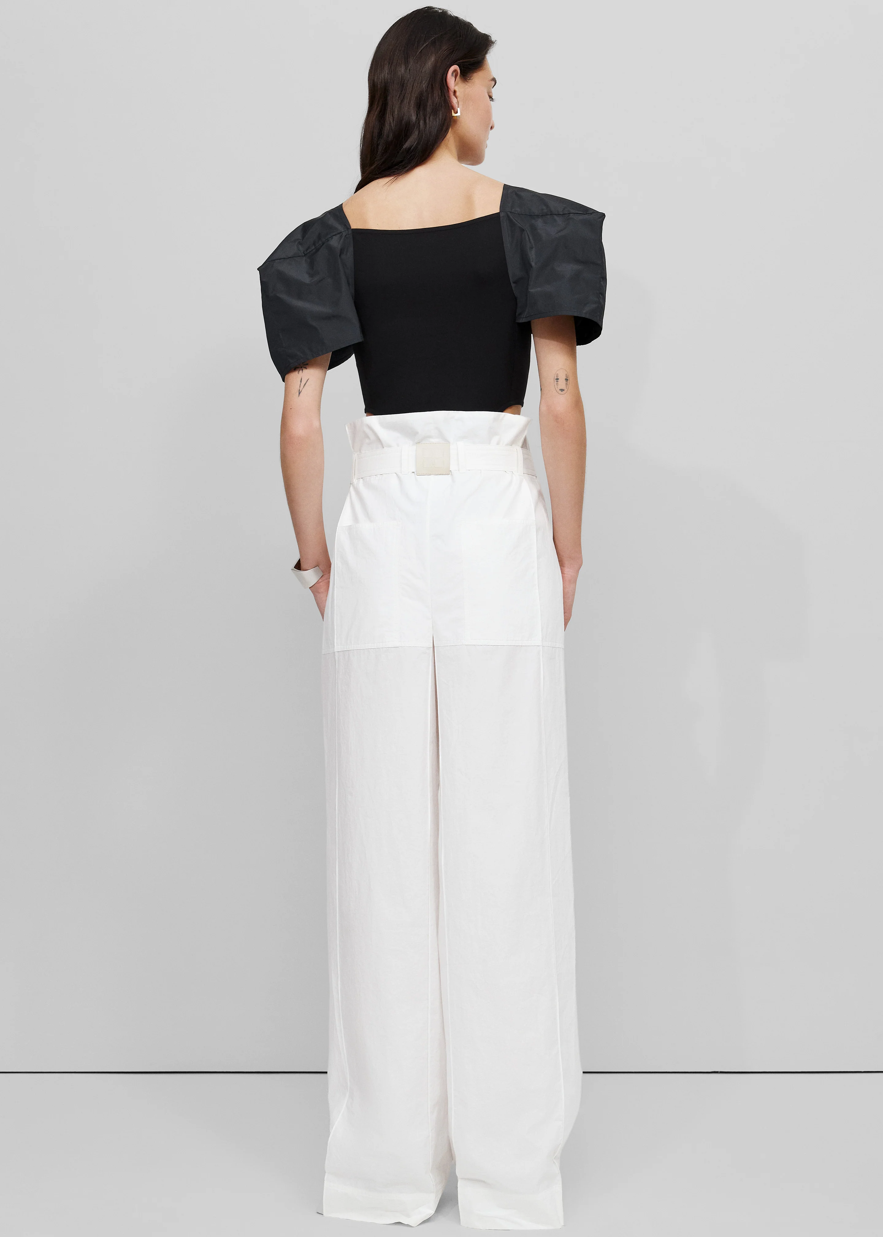 Bevza Square Shoulder Bodysuit - Black - Image 3