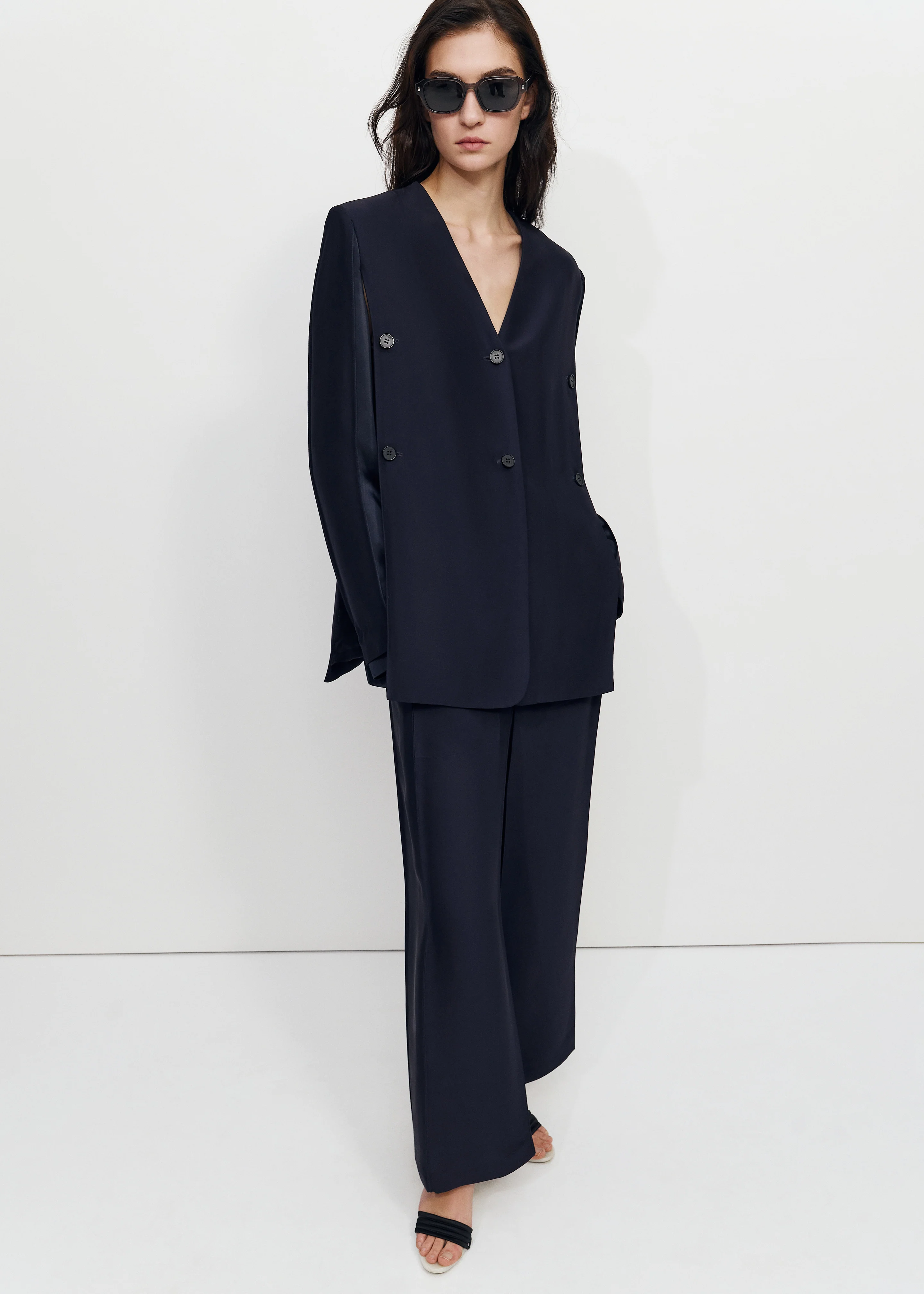 Bevza Wide Leg Culottes - Dark Ink Navy - Image 2