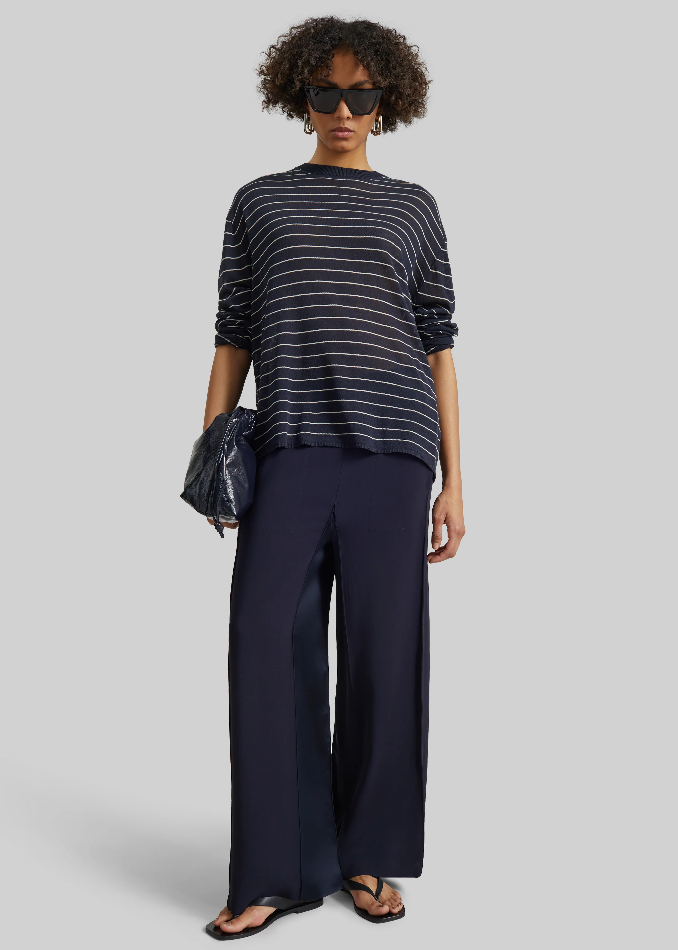 Bevza Wide Leg Culottes - Dark Ink Navy - Image 4