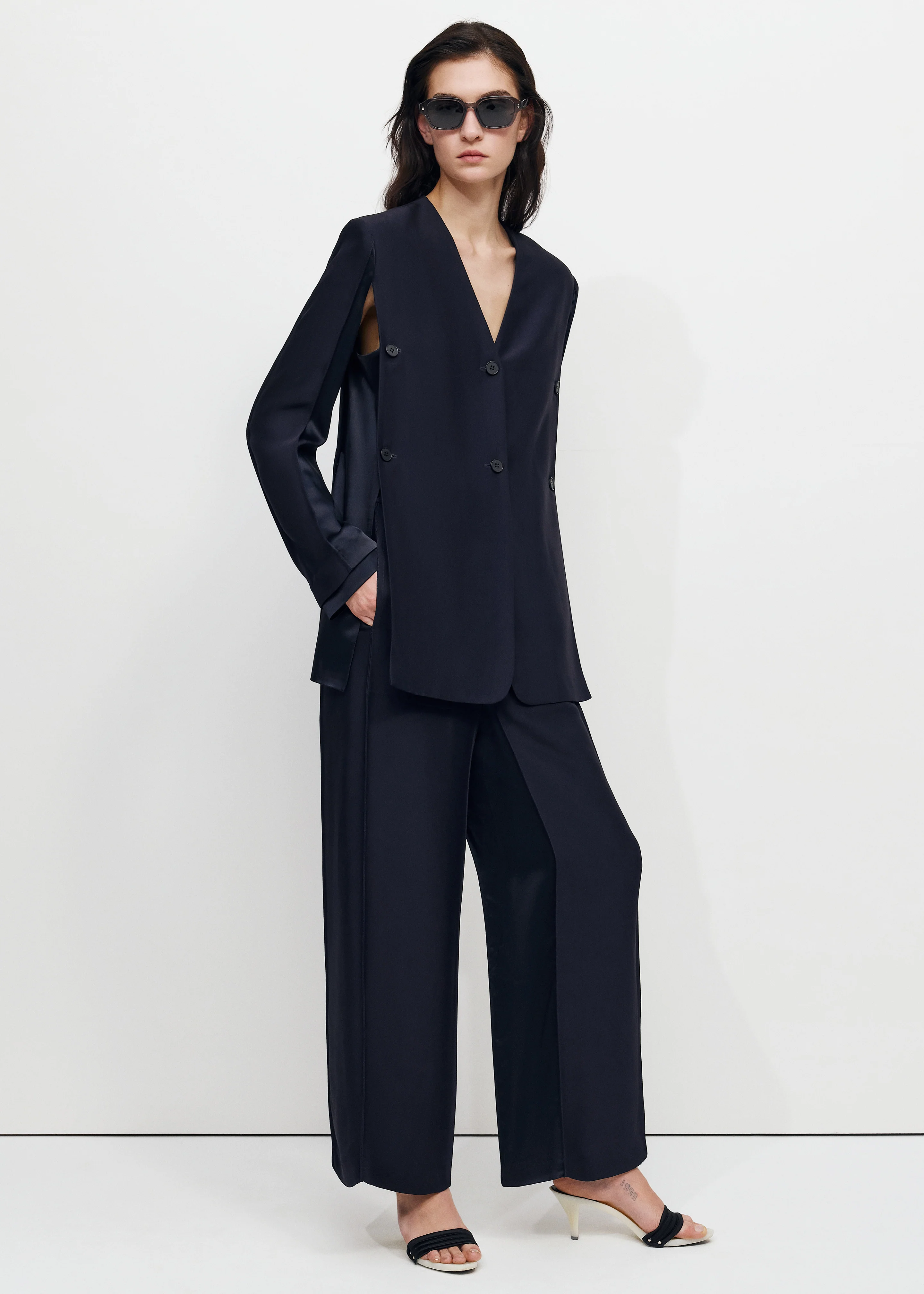 Bevza Wide Leg Culottes - Dark Ink Navy - Image 7