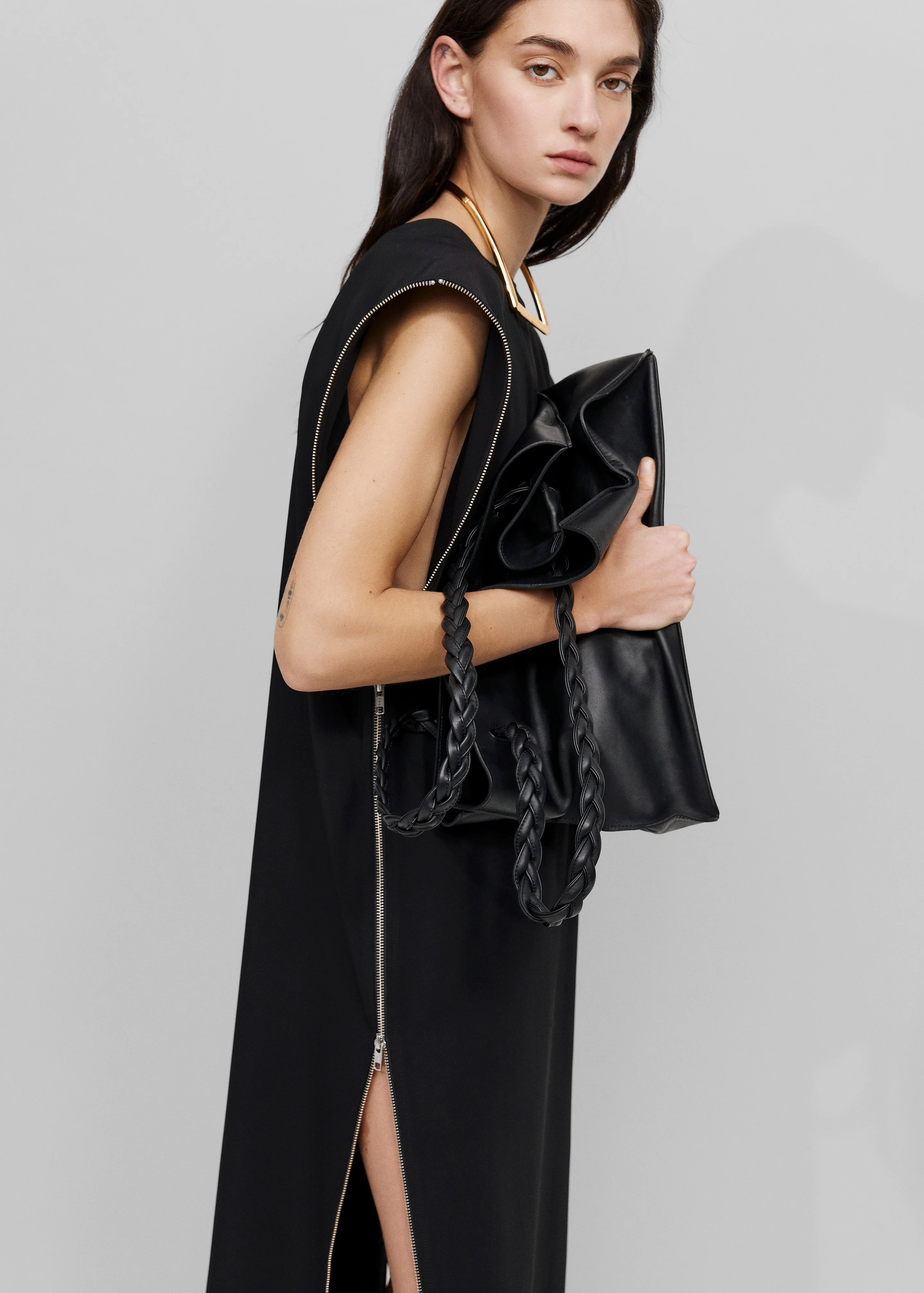 Bevza Zipper Dress - Black - Image 2