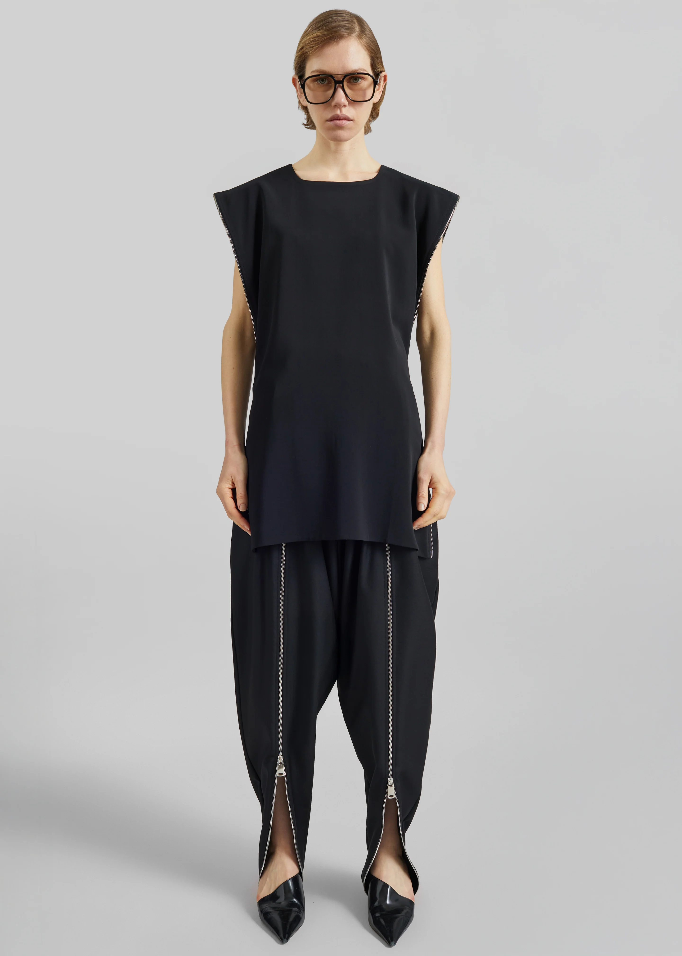 Bevza Zipper Tunic Top - Black - Image 5