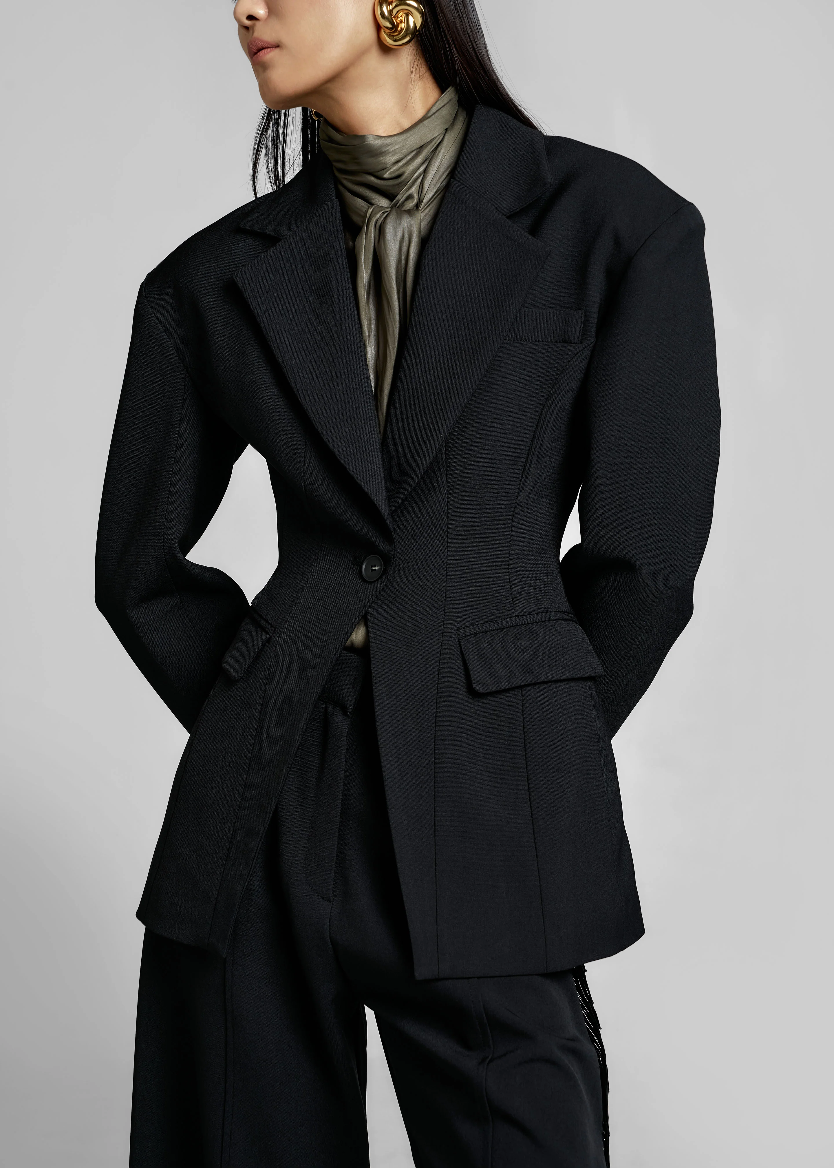 Bianca Hourglass Blazer - Black - Image 4