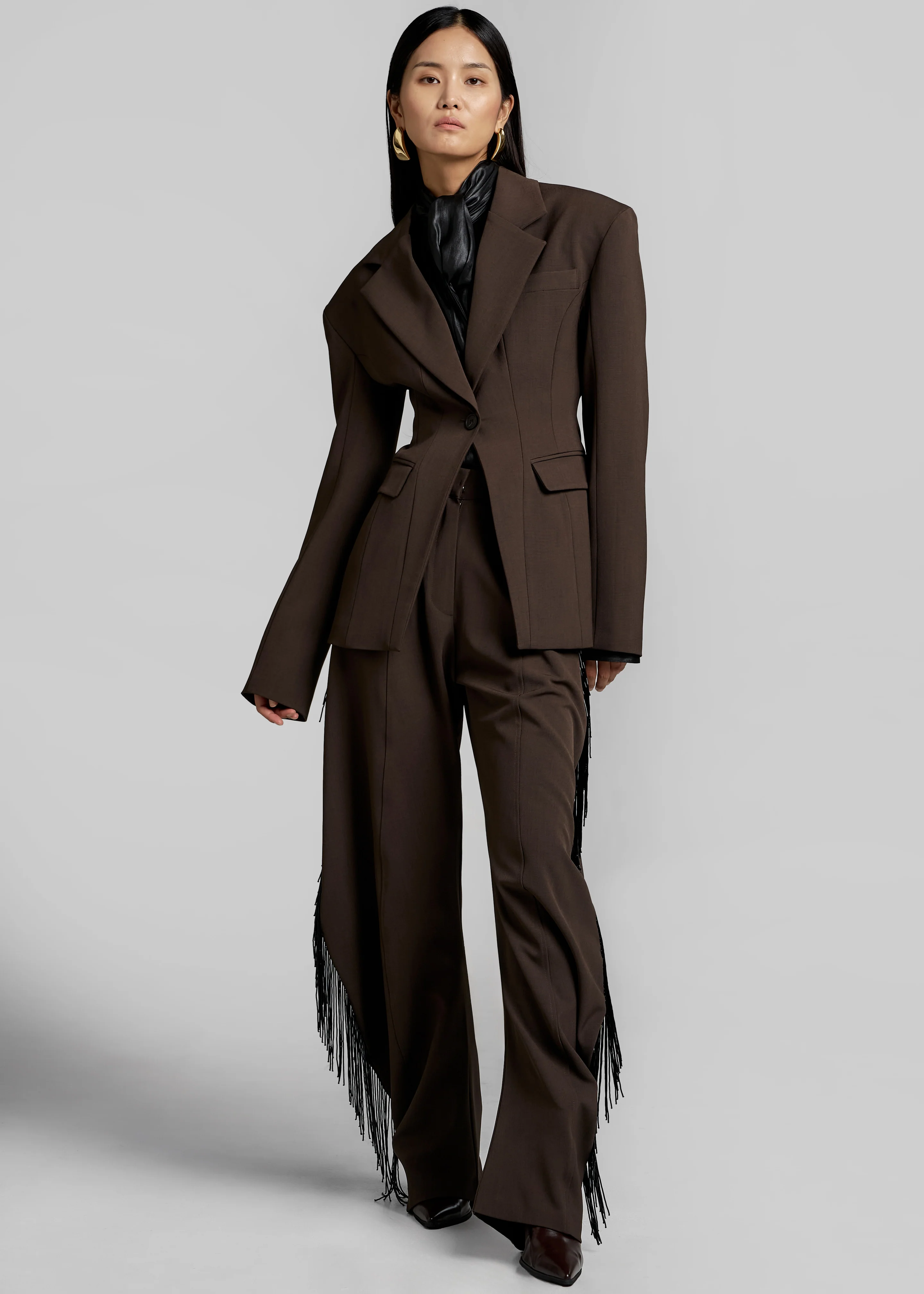 Bianca Hourglass Blazer - Brown - Image 3