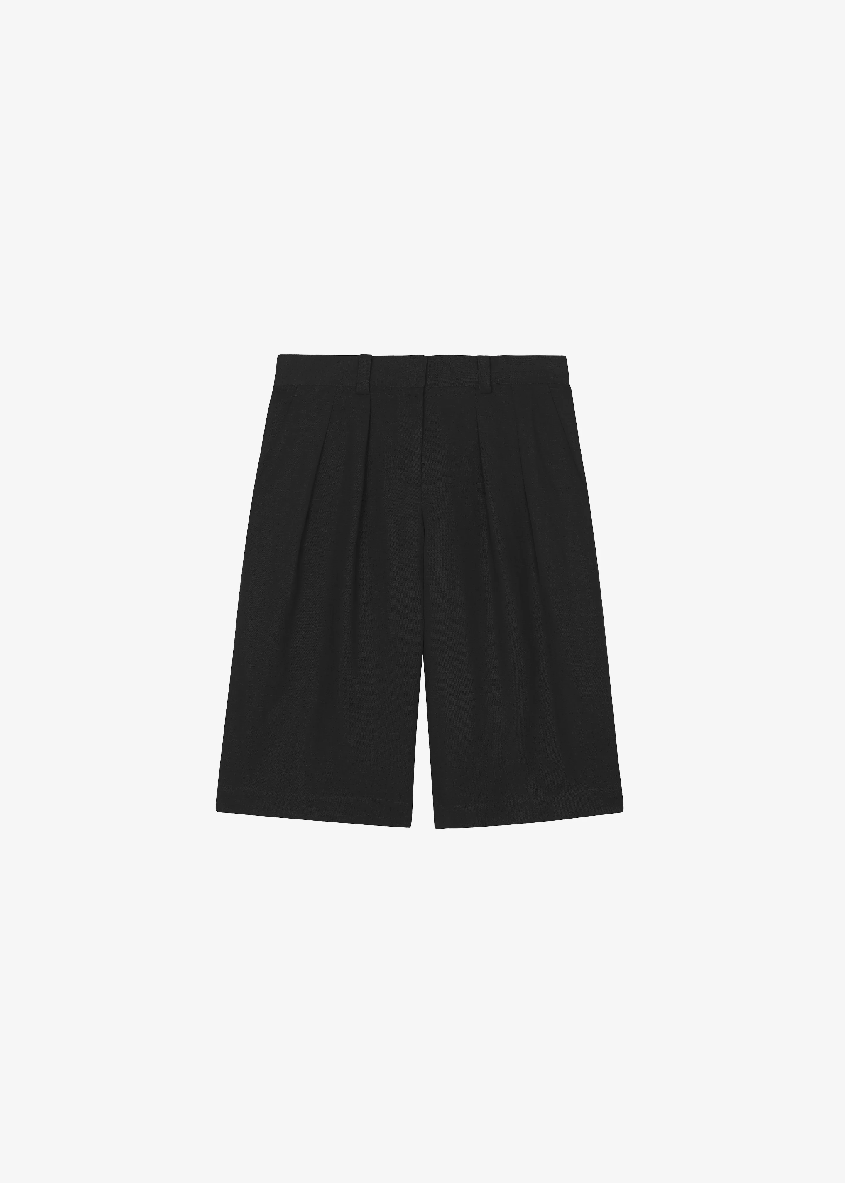 Bilbao Pleated Linen Bermuda Shorts - Black - Image 6