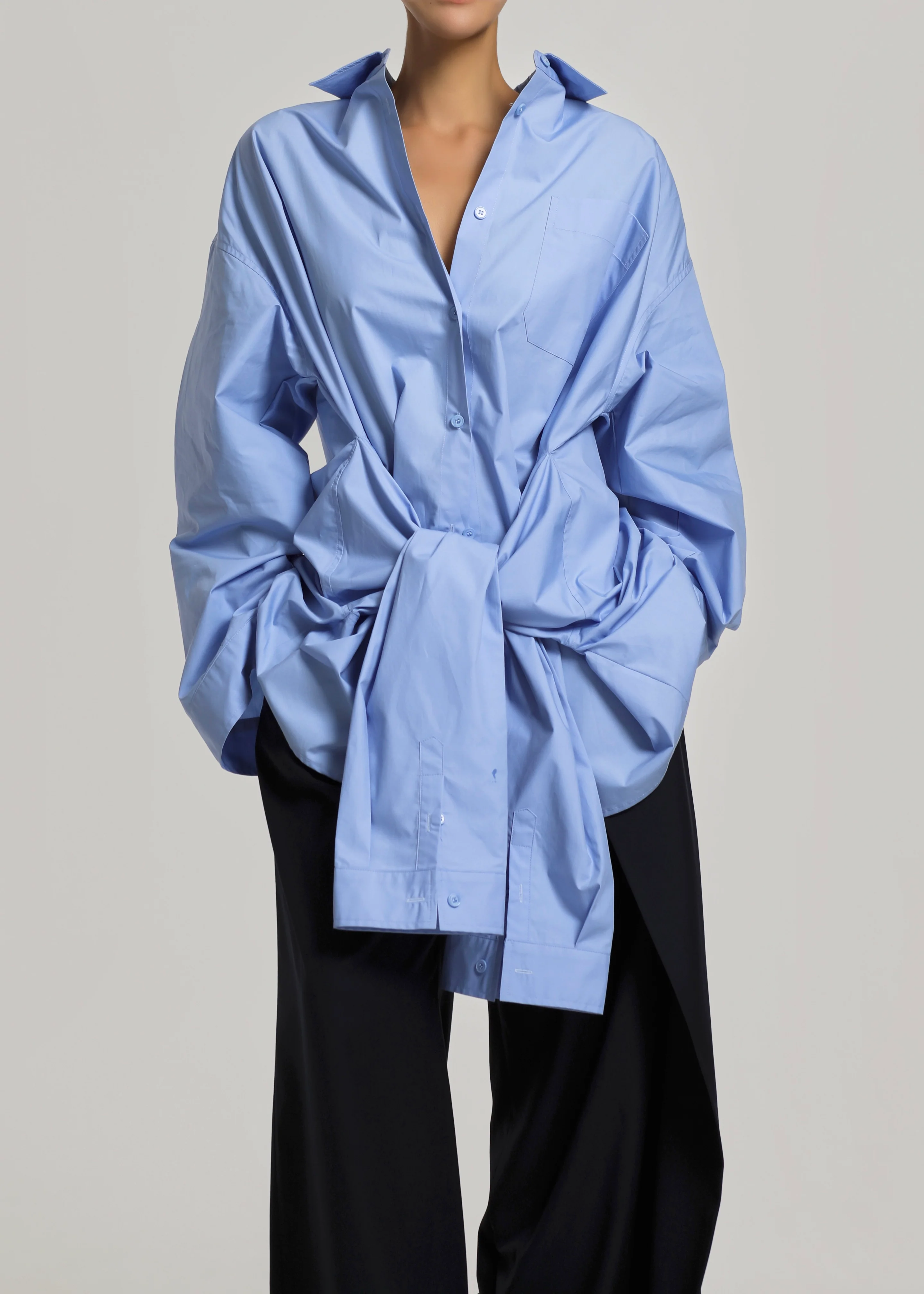 Birkholm Double Sleeve Tie Shirt - Blue - Image 5