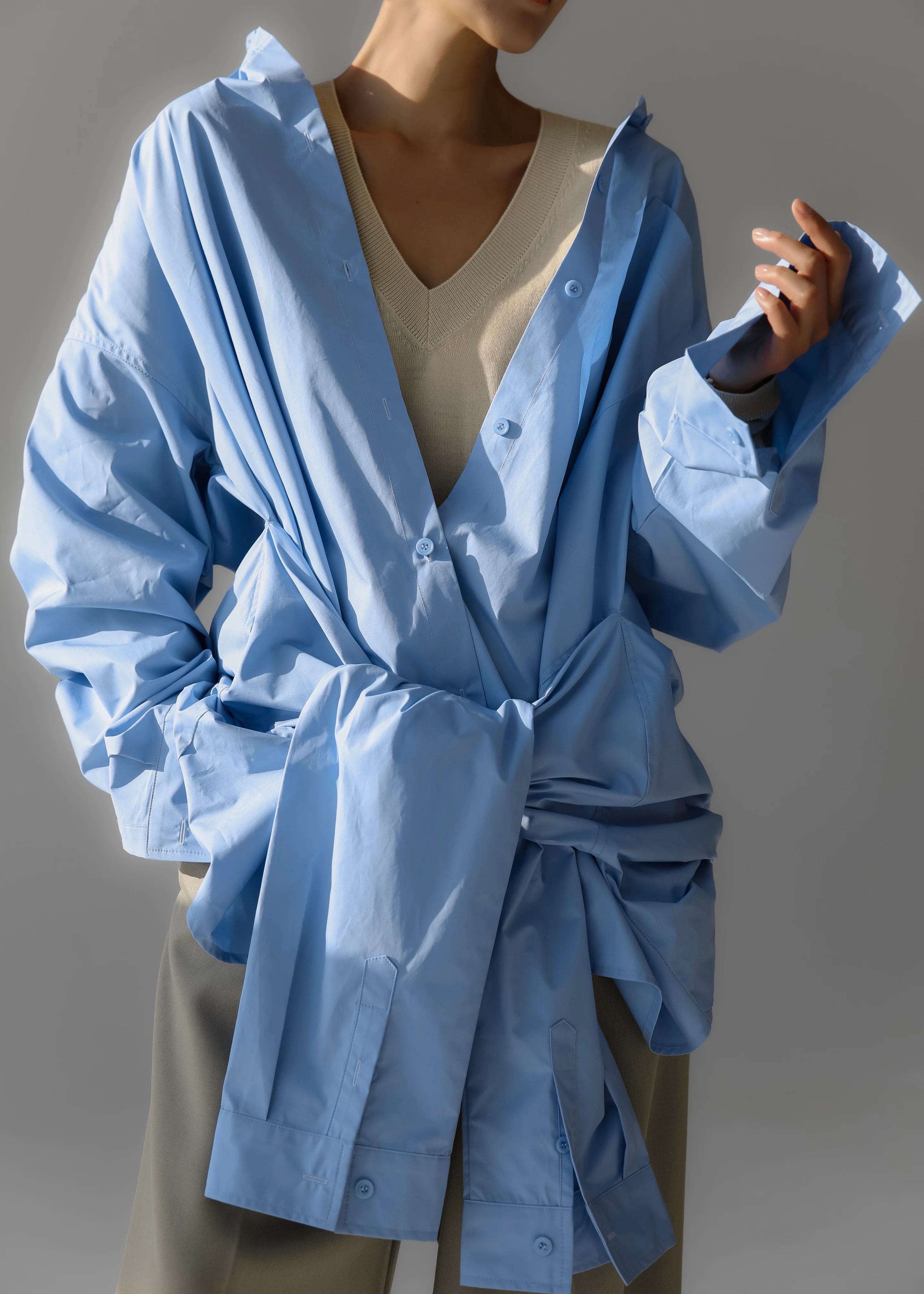 Birkholm Double Sleeve Tie Shirt - Blue - Image 8