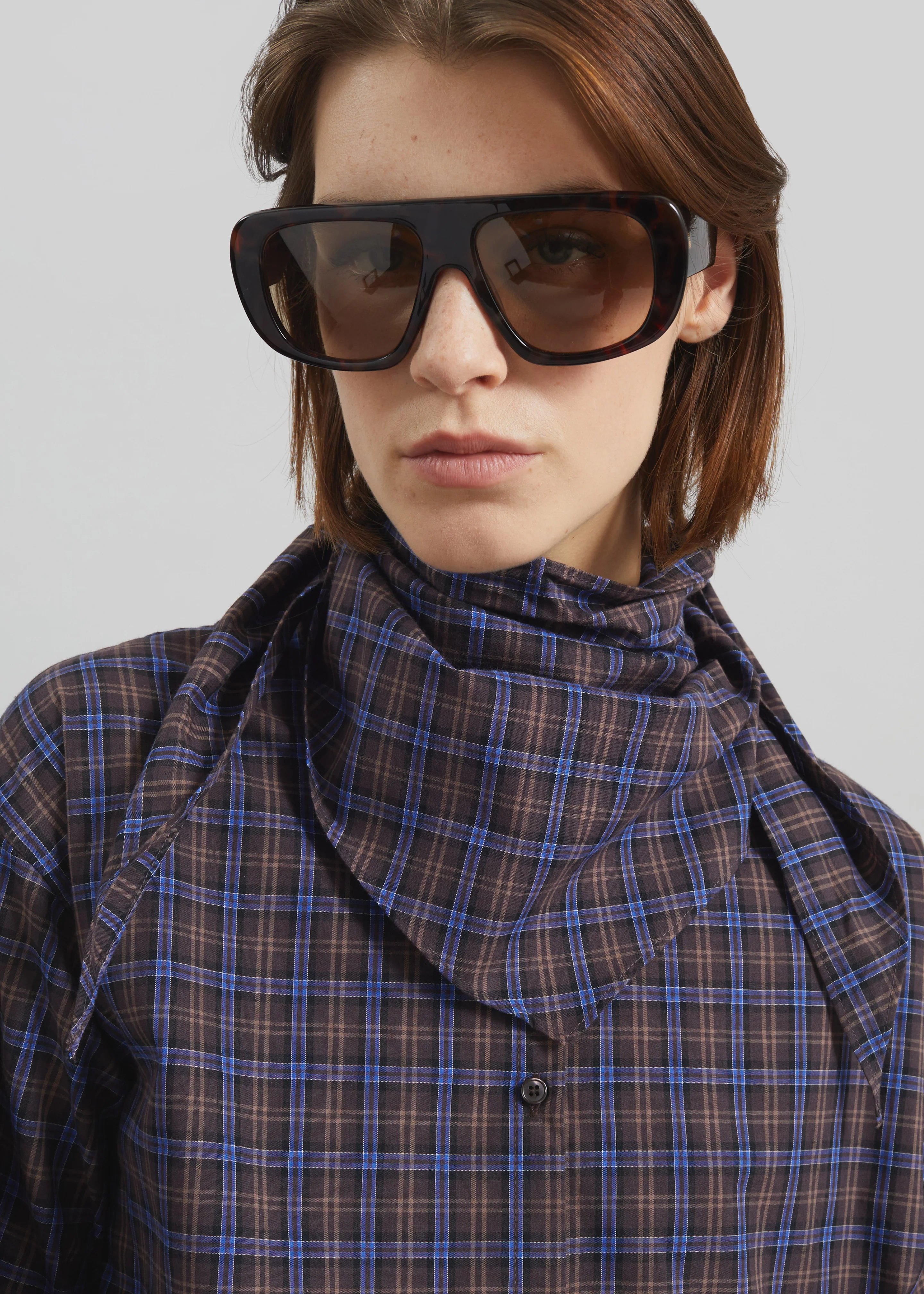 Bitry Scarf Shirt - Brown Plaid - Image 2