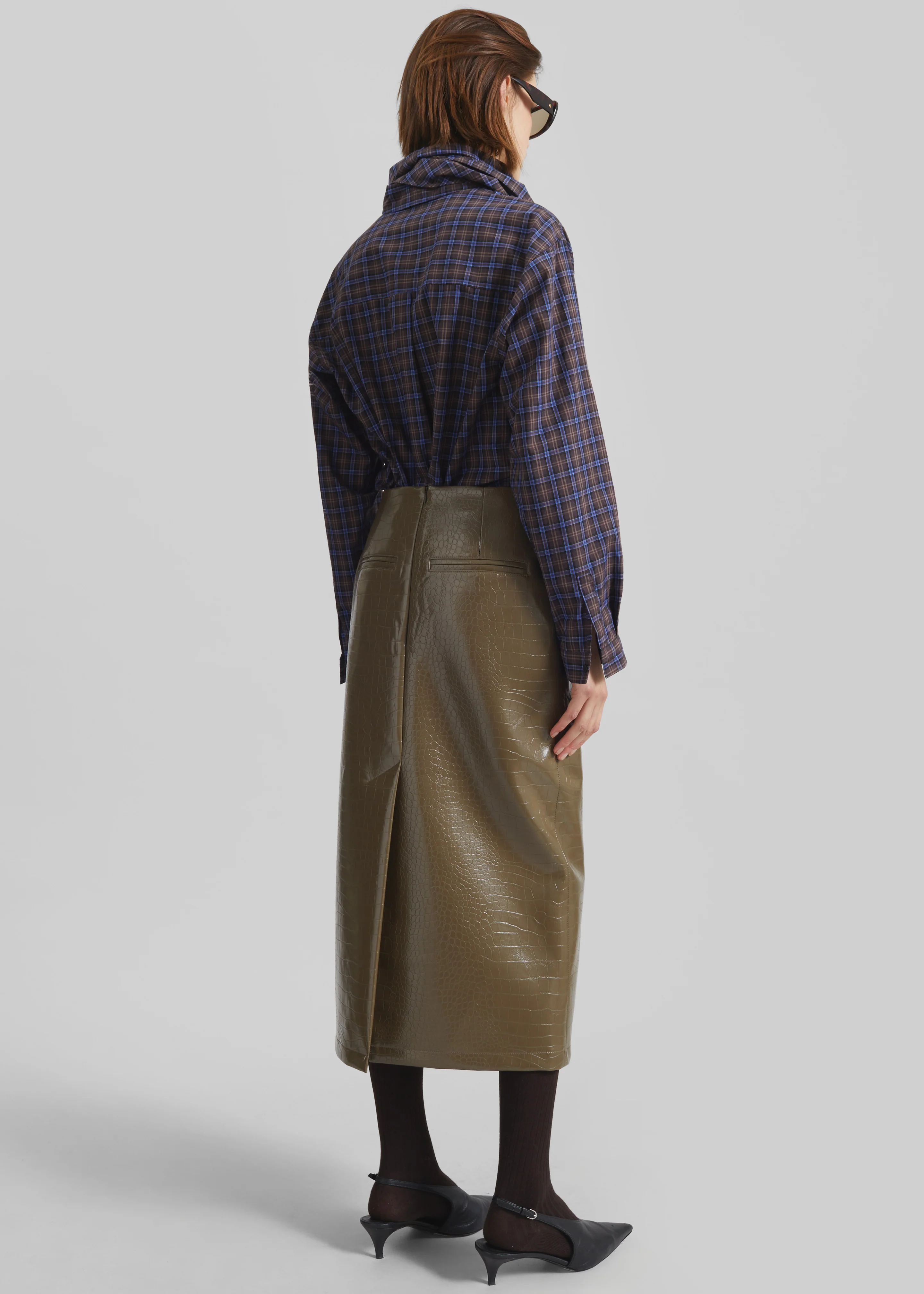 Bitry Scarf Shirt - Brown Plaid - Image 9
