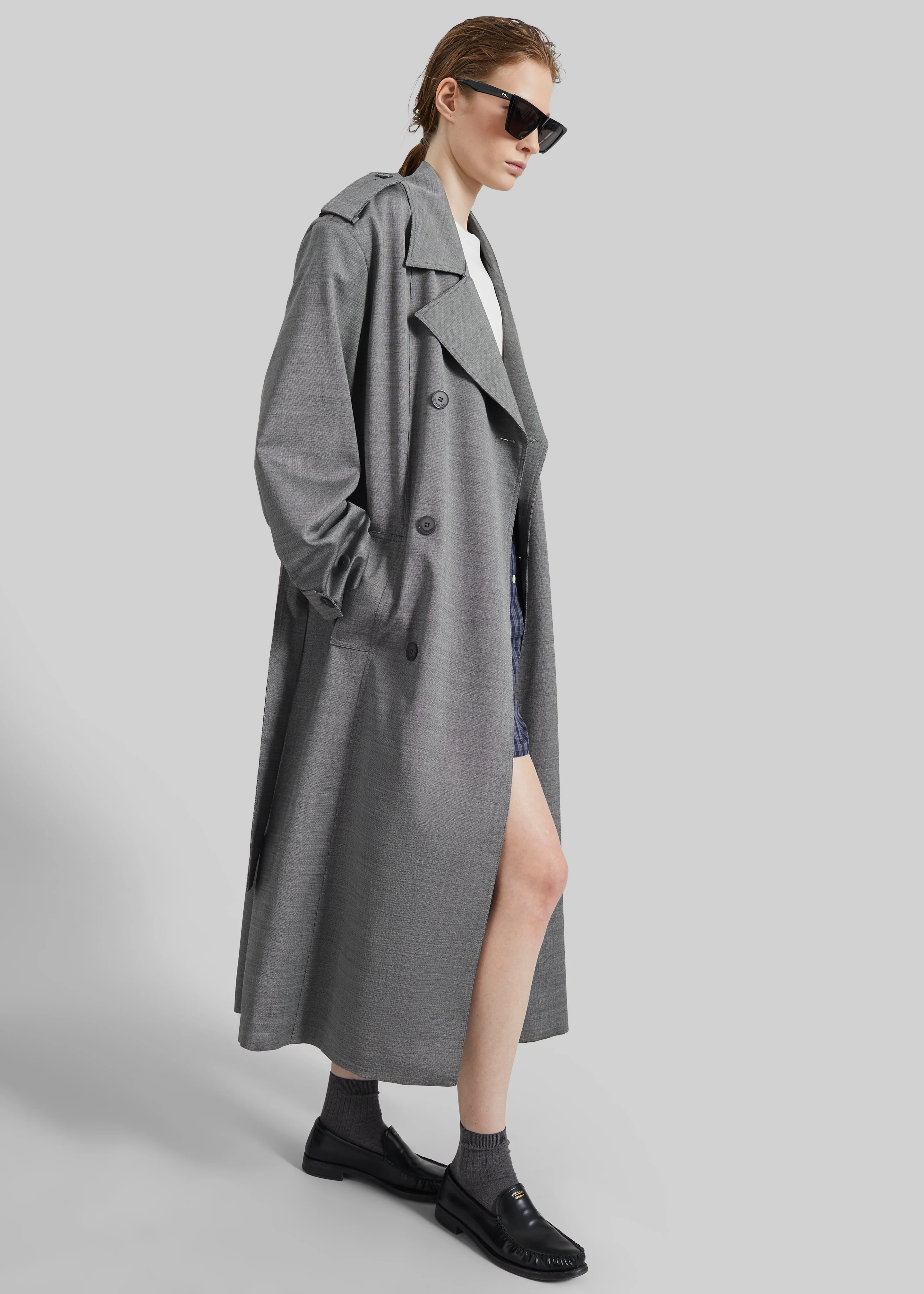 Bleecker Trench Coat - Grey Melange - Image 10