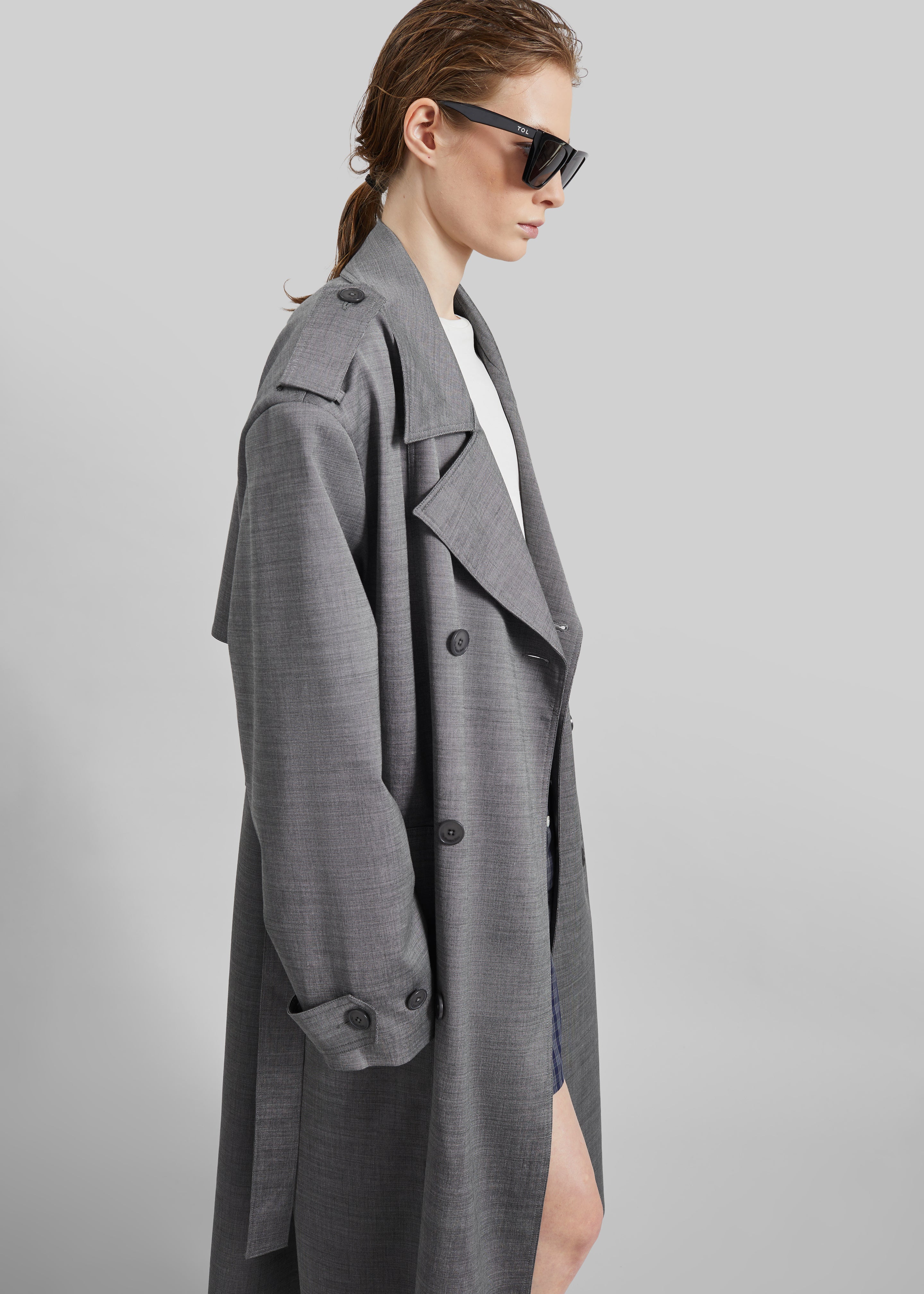 Bleecker Trench Coat - Grey Melange - Image 2